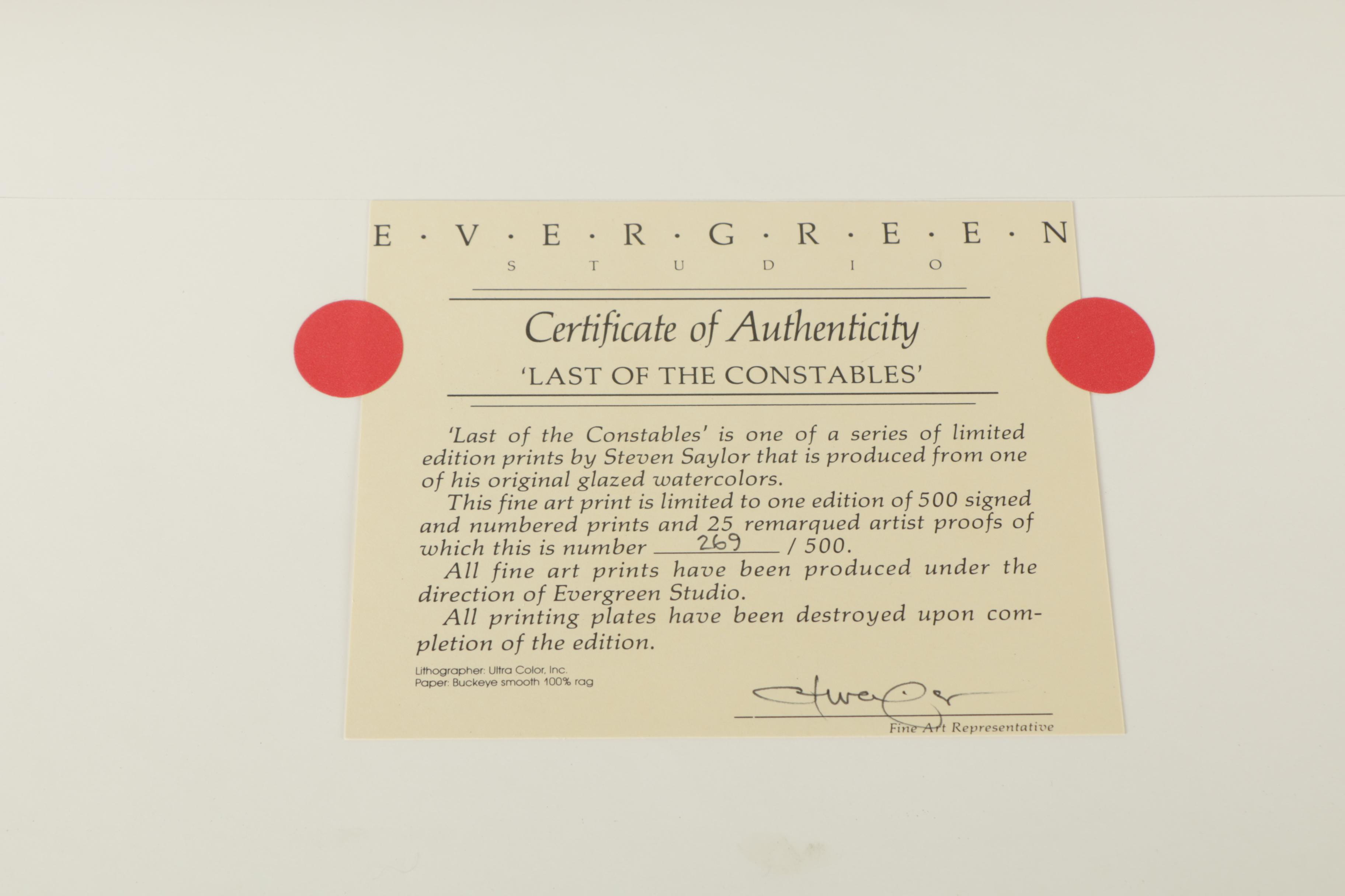 Steven Saylor Limited Edition Offset Lithographs Including "Bar Talk"