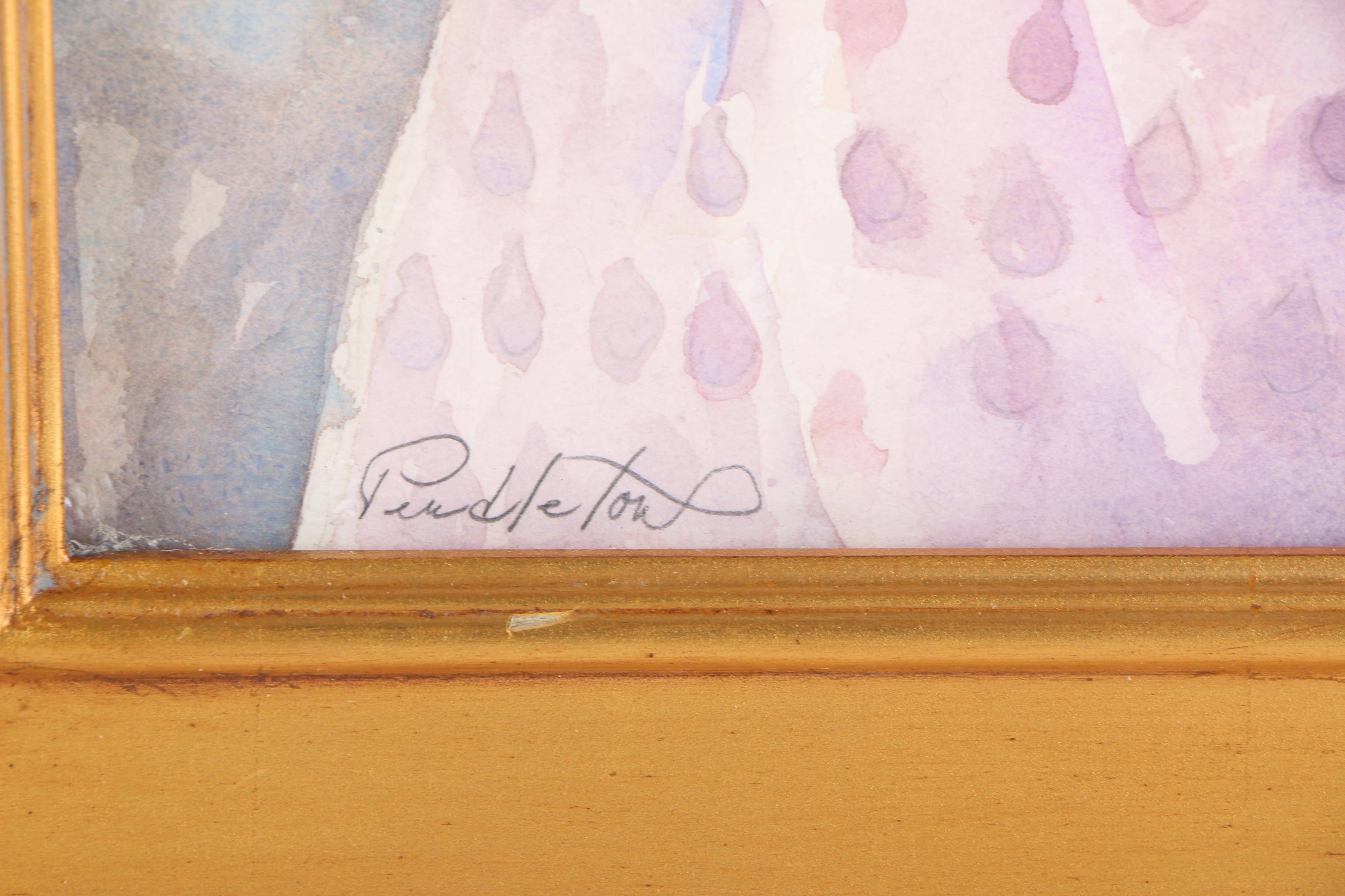 Dennis Pendleton Gouache Painting on Paper of Renaissance Style Figures