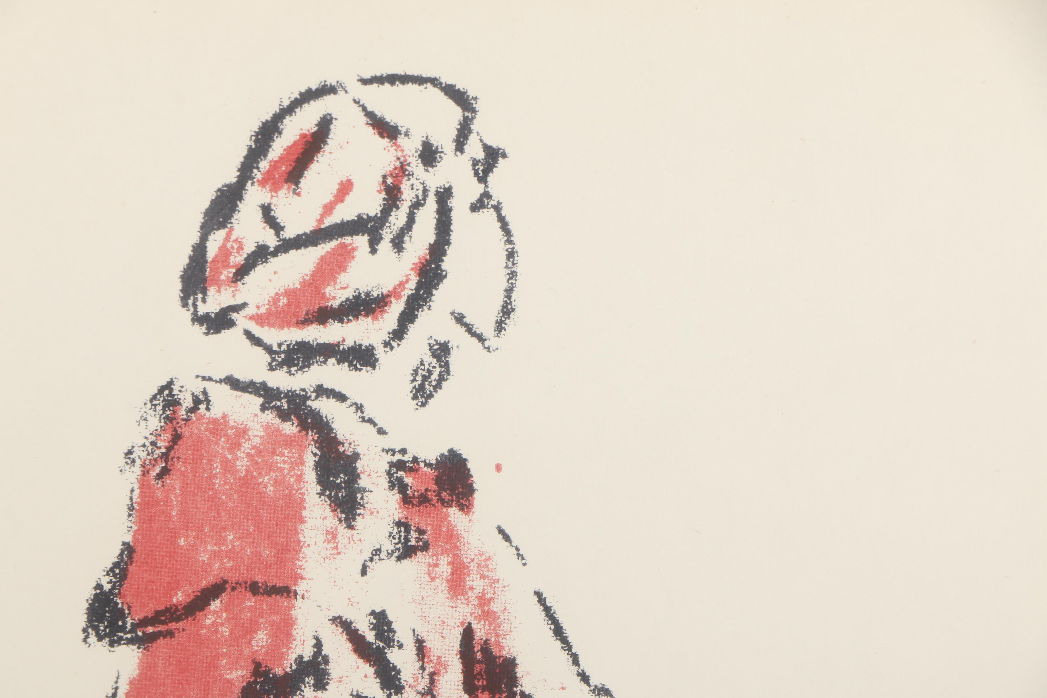 Serigraph on Paper After George Klassen of a Girl in Red and Green