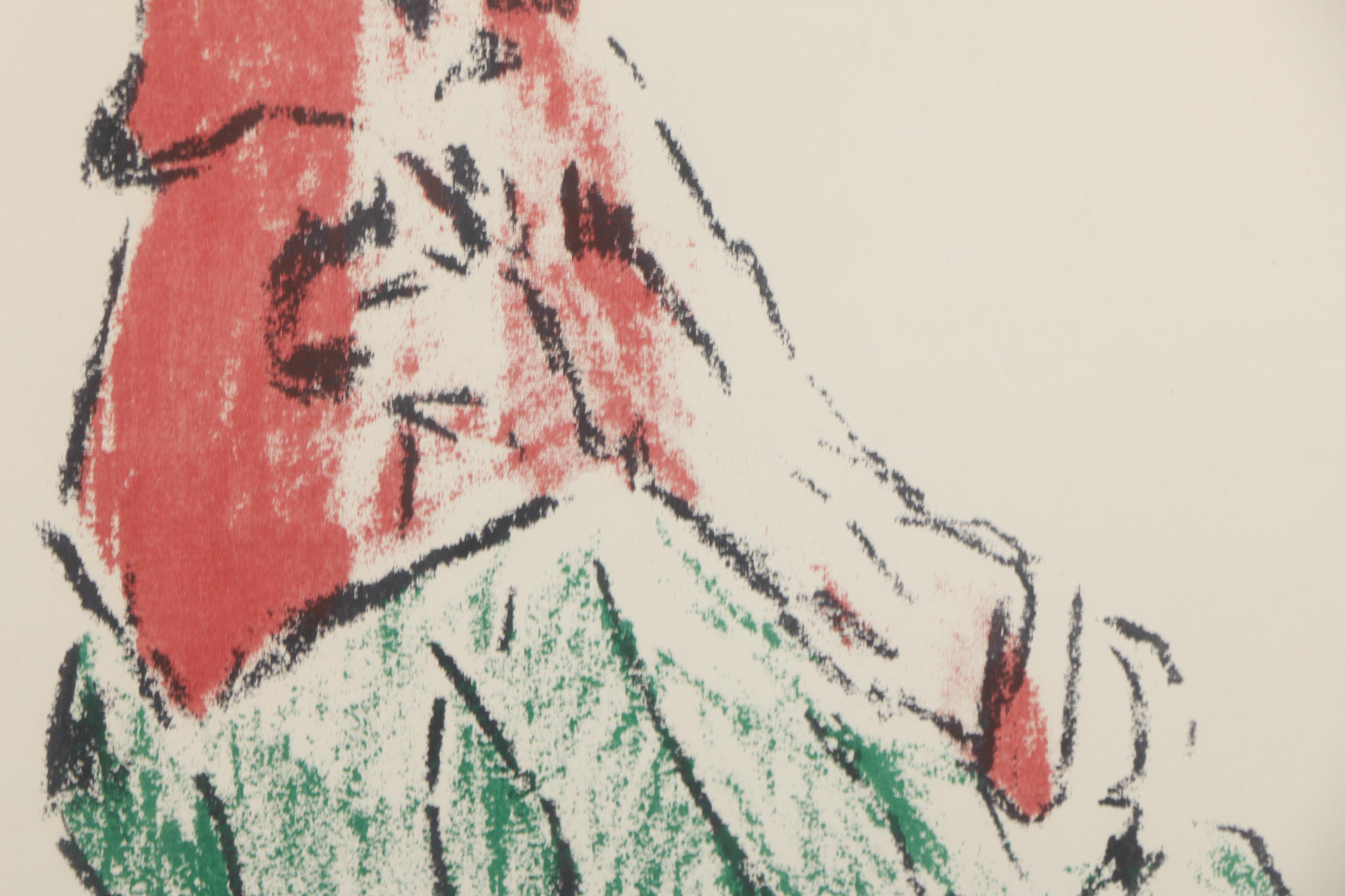 Serigraph on Paper After George Klassen of a Girl in Red and Green