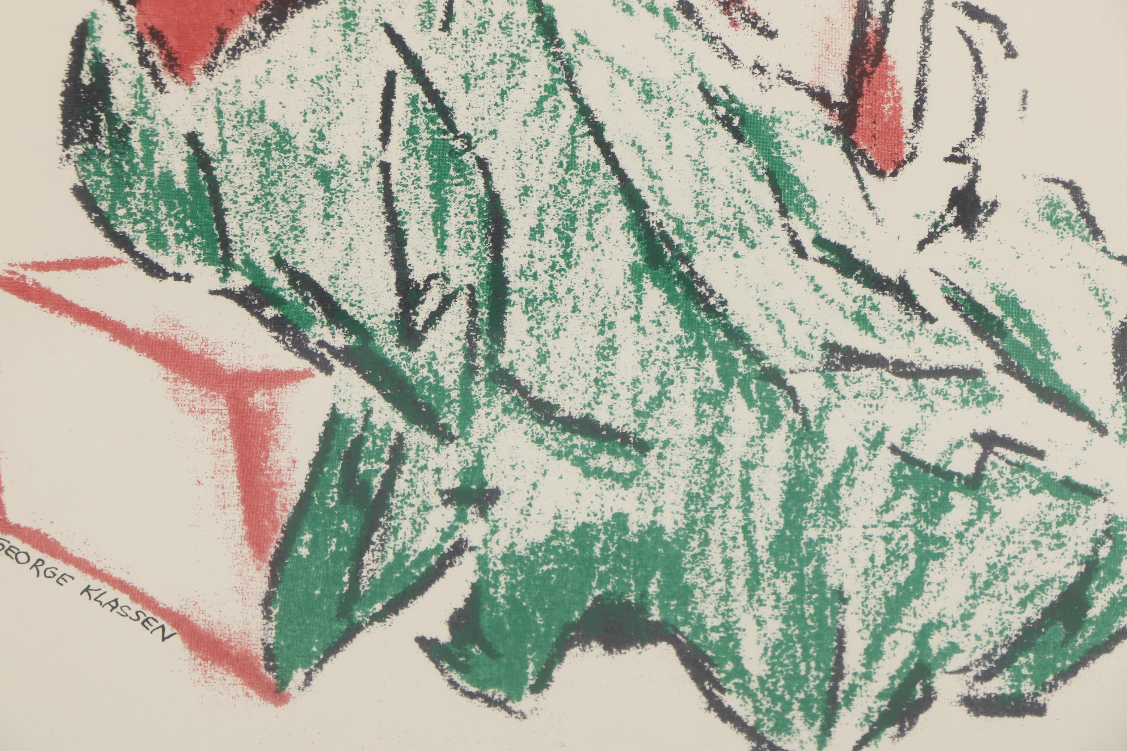 Serigraph on Paper After George Klassen of a Girl in Red and Green