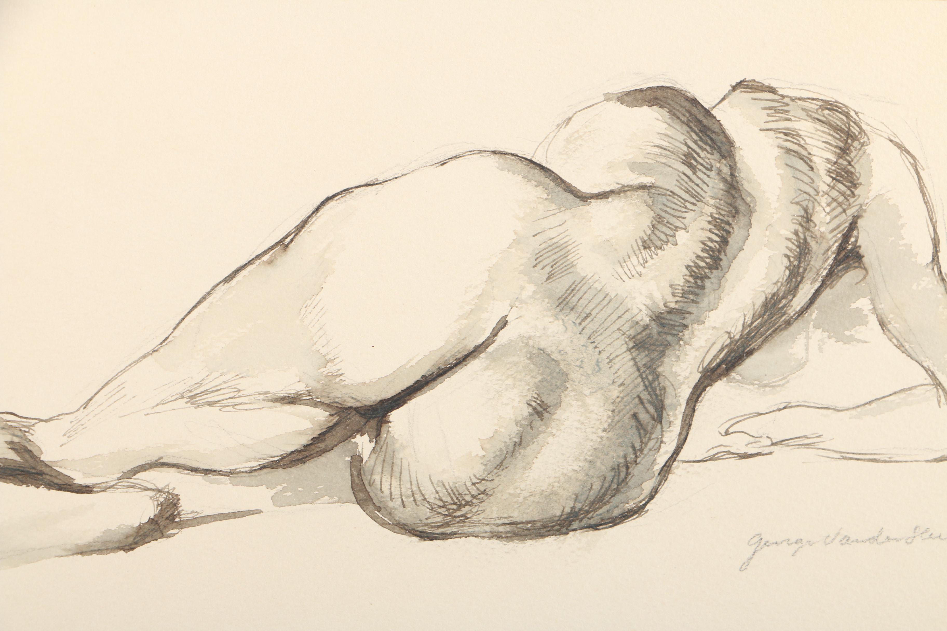 1939 George Vander Sluis Ink Painting of a Nude Figure
