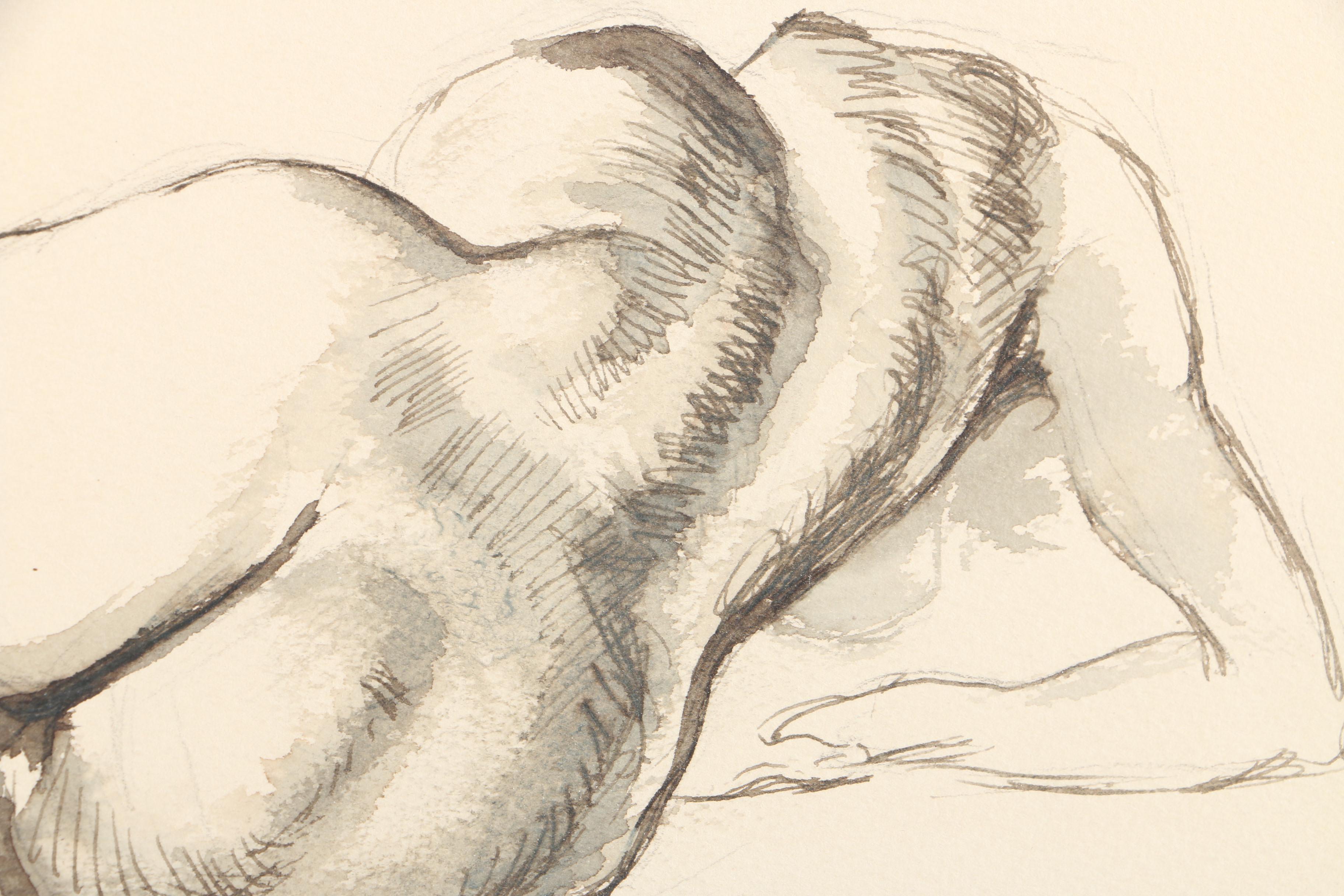 1939 George Vander Sluis Ink Painting of a Nude Figure