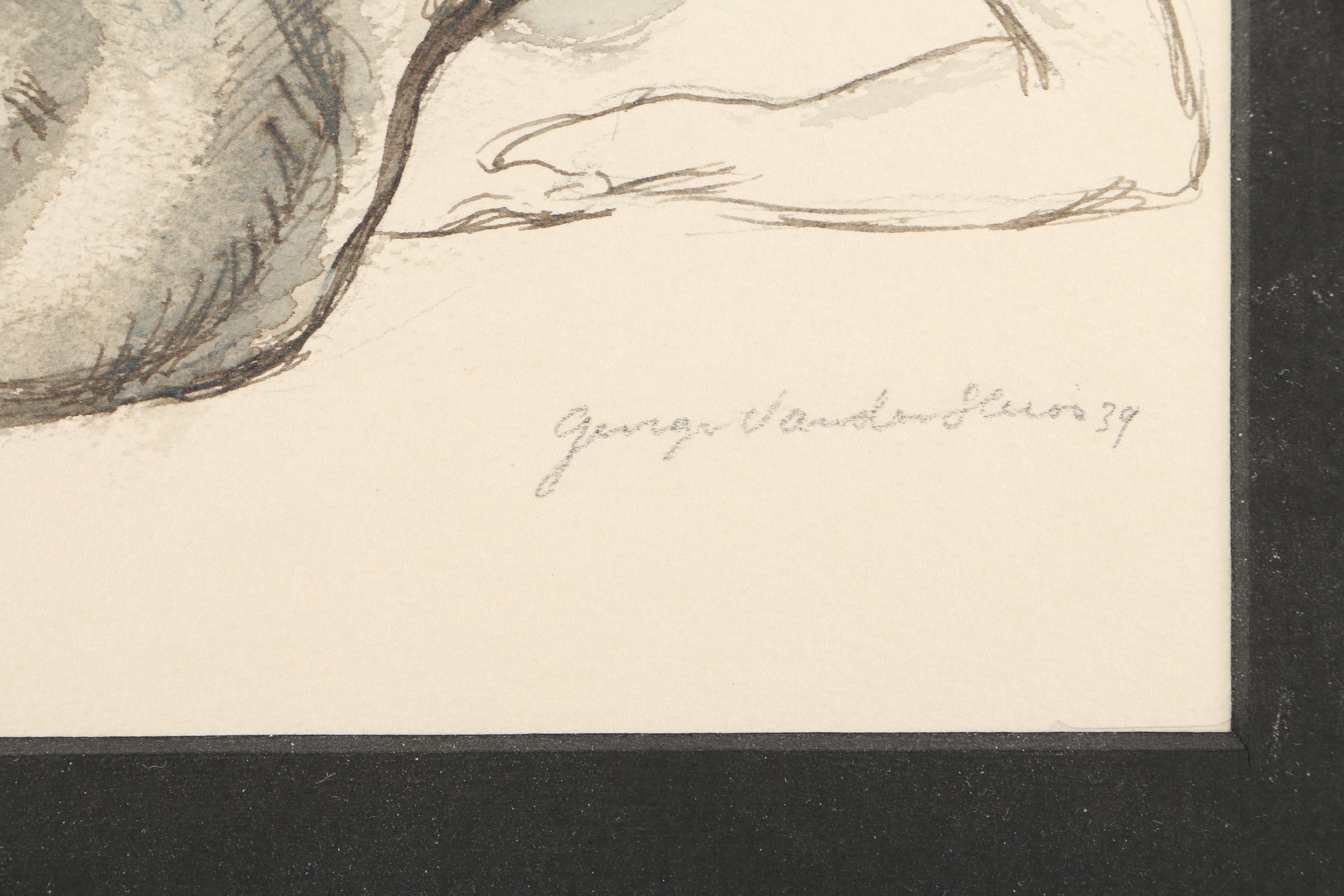 1939 George Vander Sluis Ink Painting of a Nude Figure