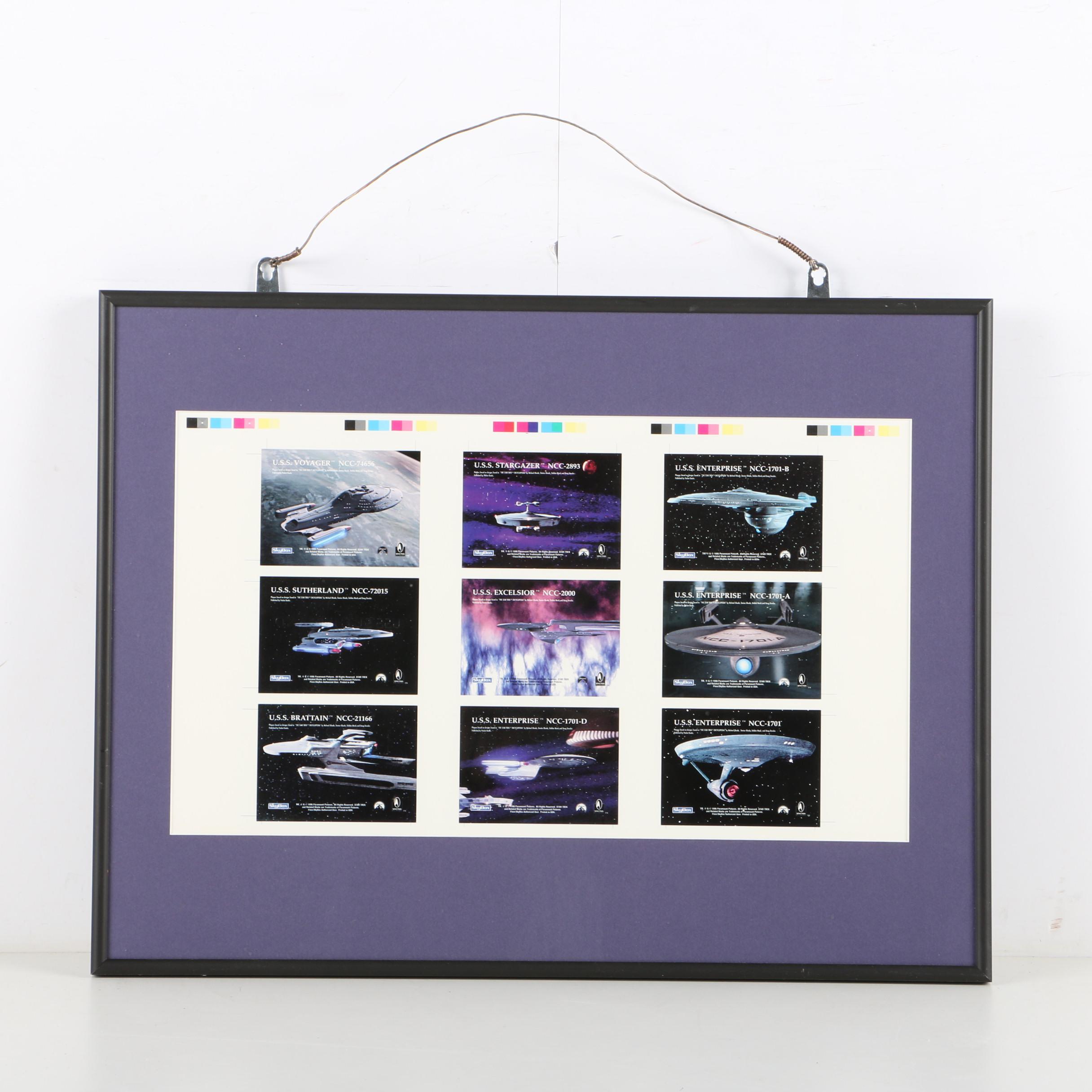 Framed SkyBox "Star Trek: The Original Series" Uncut Plaque Trading Card Sheet