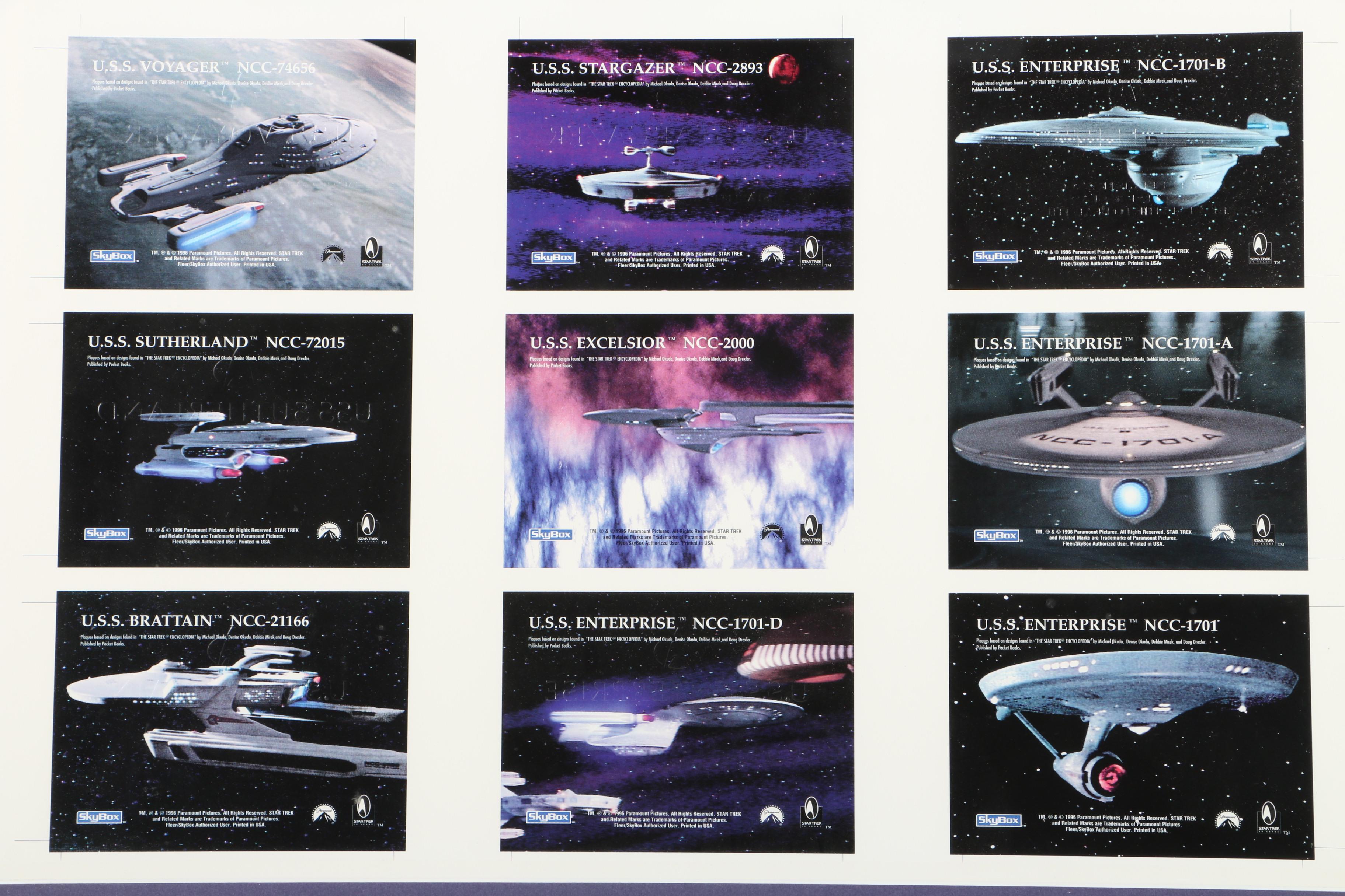 Framed SkyBox "Star Trek: The Original Series" Uncut Plaque Trading Card Sheet