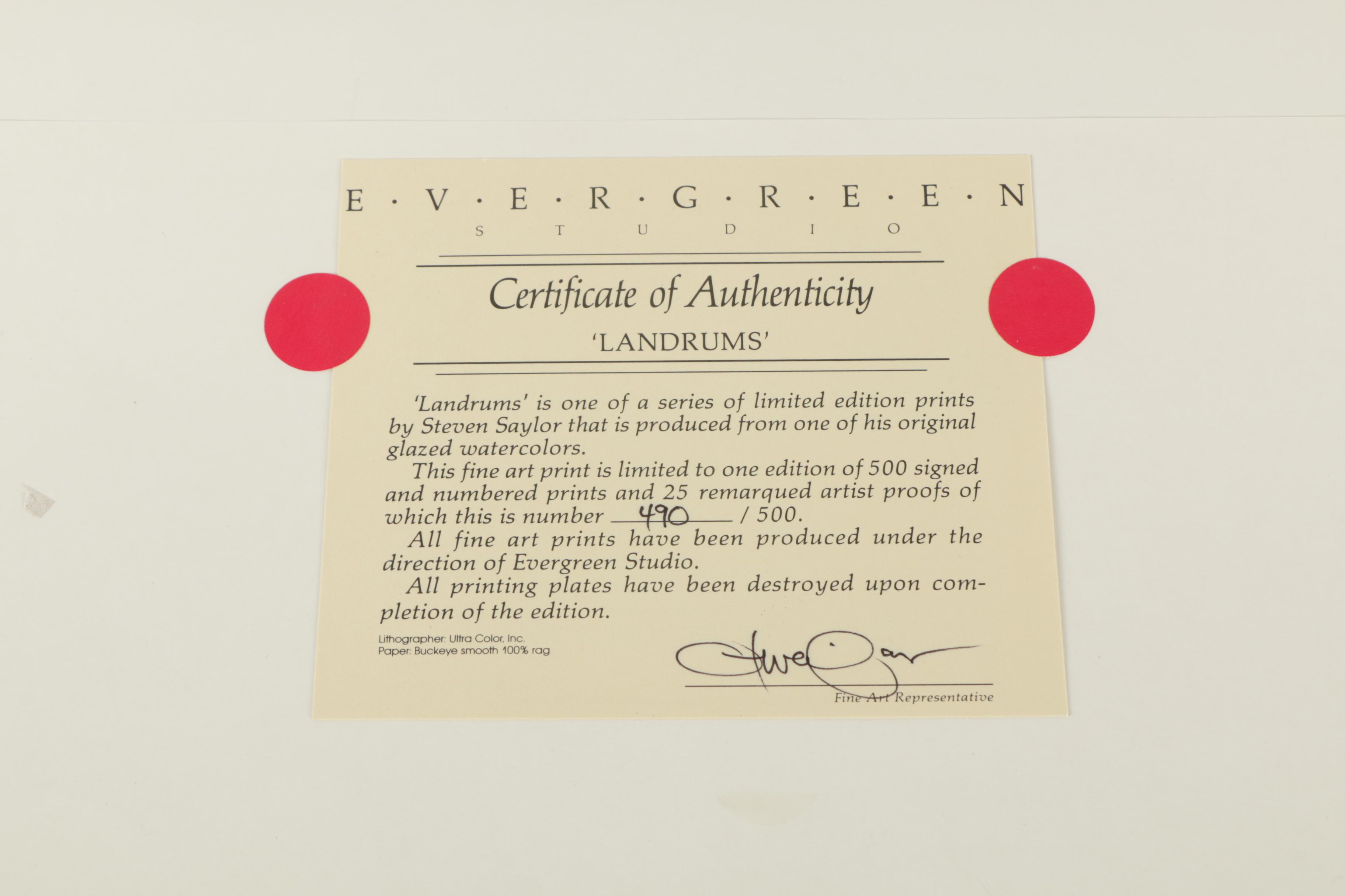 Steven Saylor Limited Edition Offset Lithographs Including "Beans and Whiskey"