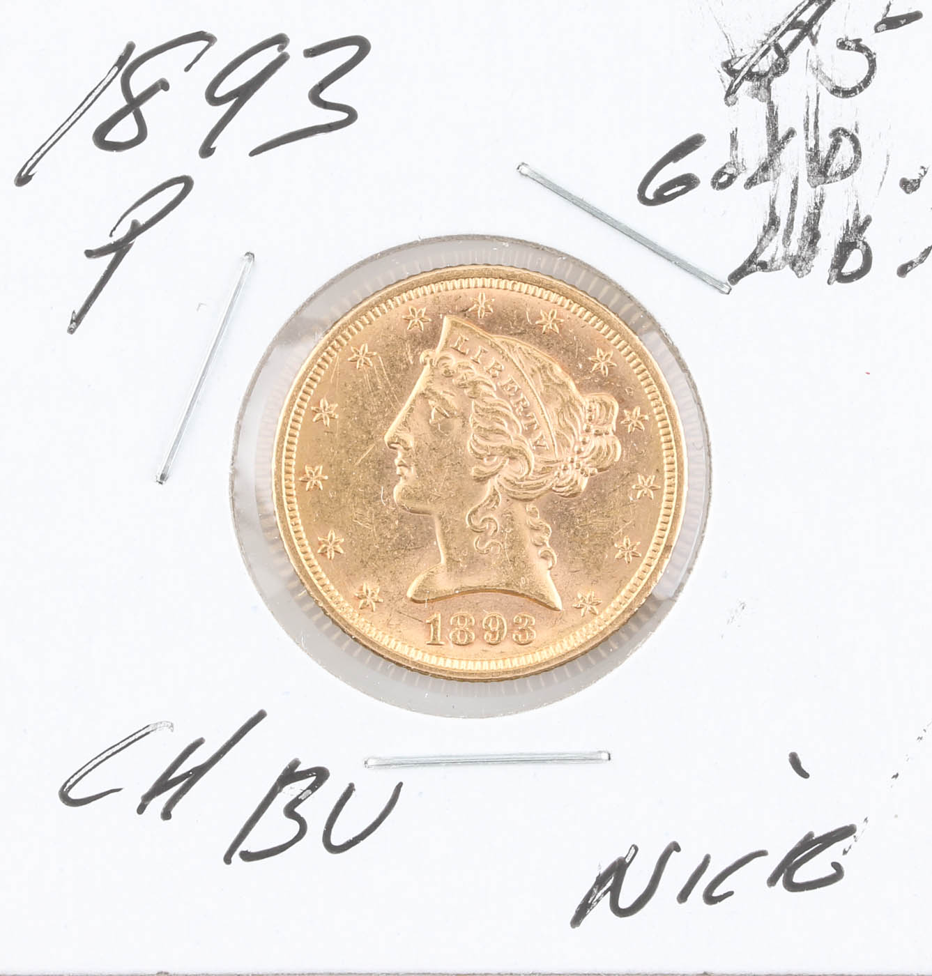 1893 Liberty Head $5 Gold Coin