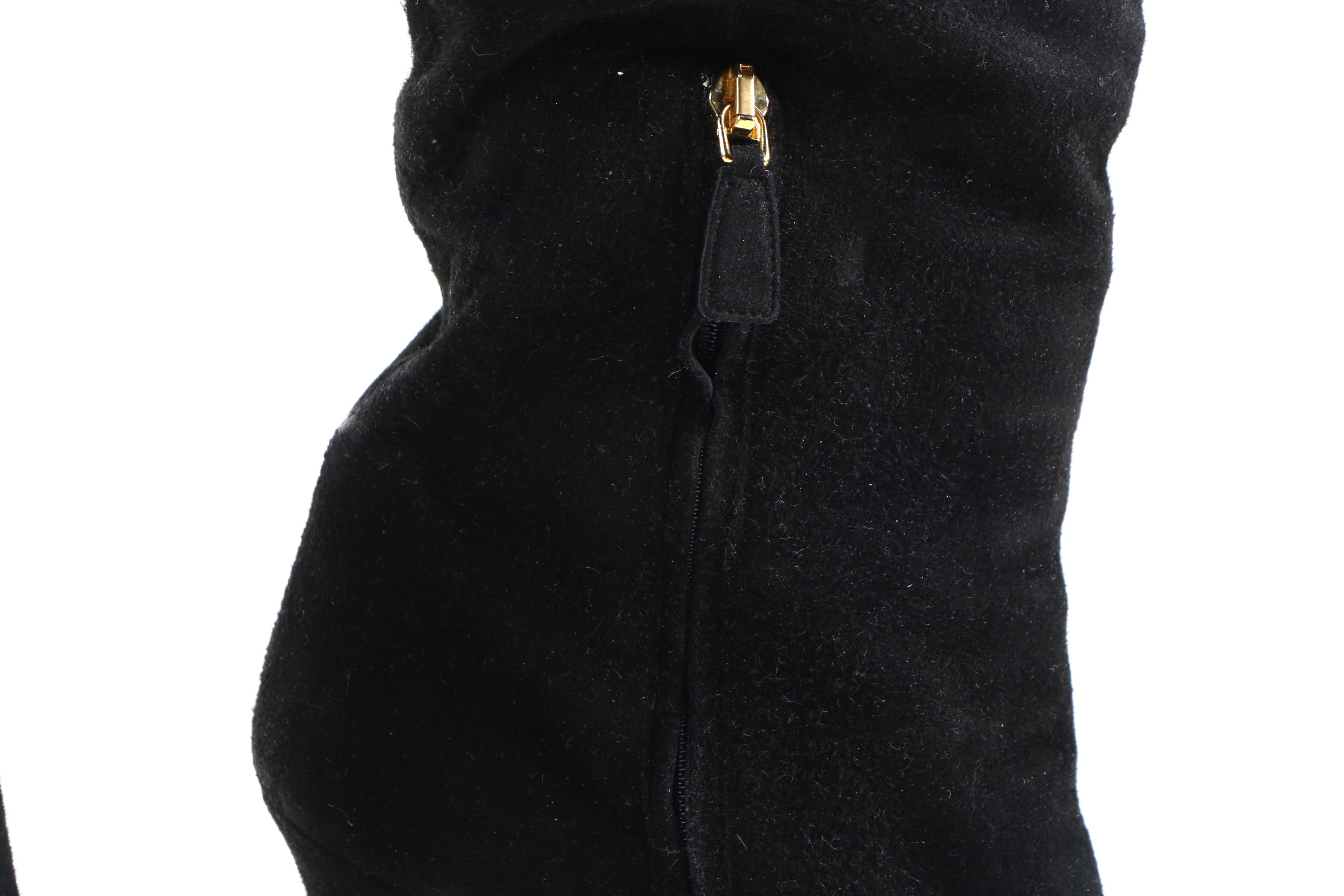 Prada Black Suede Heeled Boots