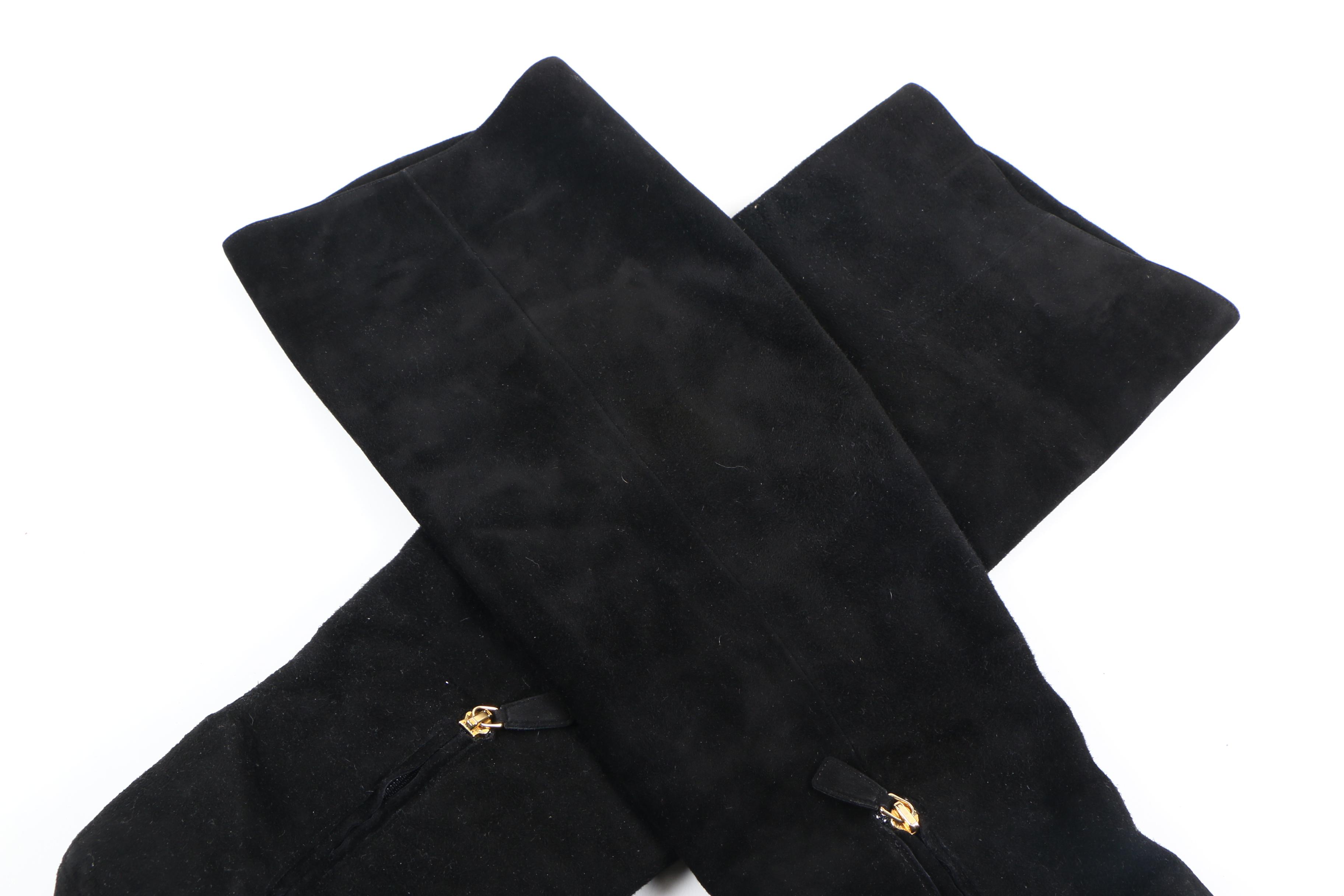 Prada Black Suede Heeled Boots