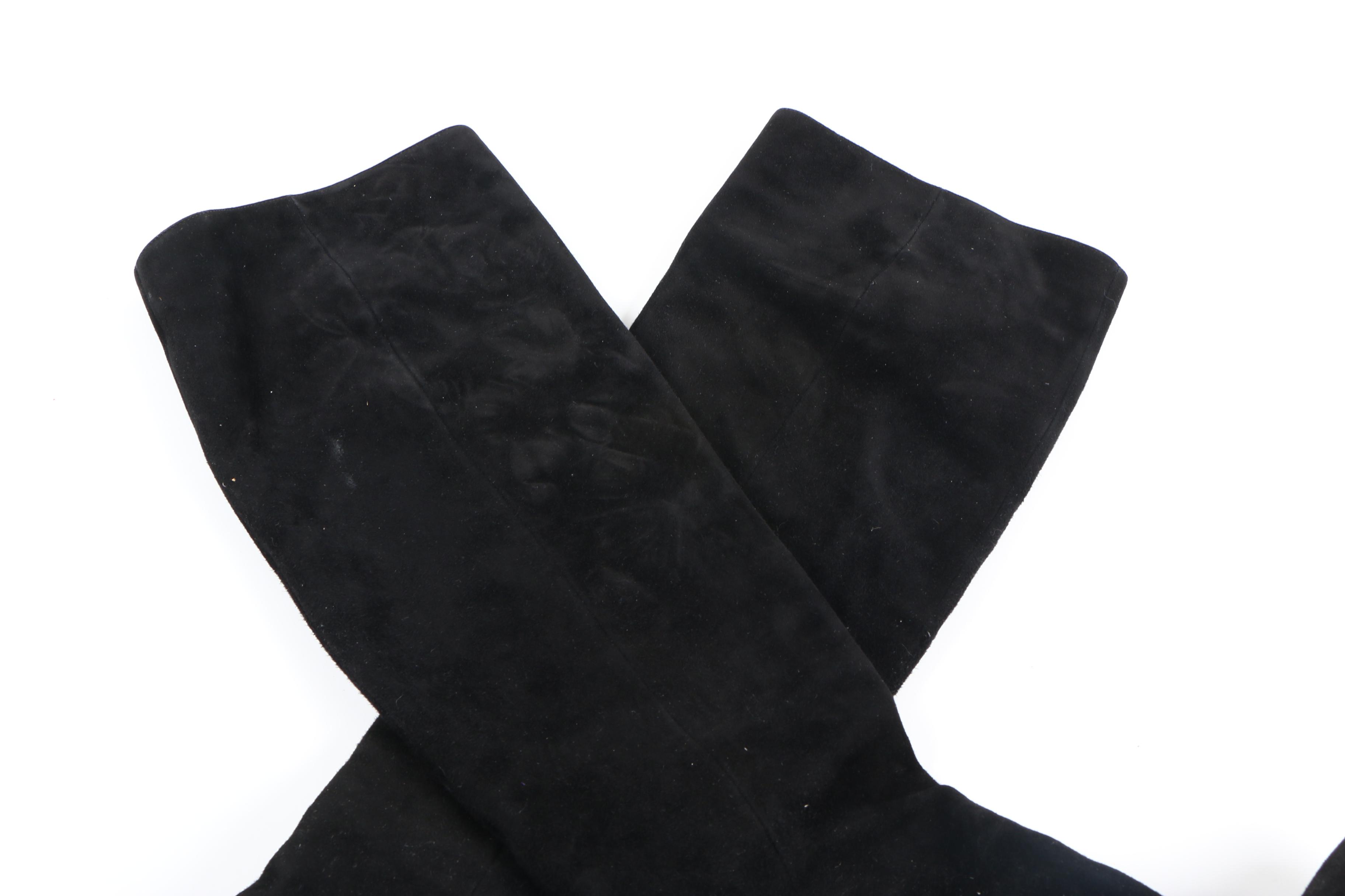 Prada Black Suede Heeled Boots