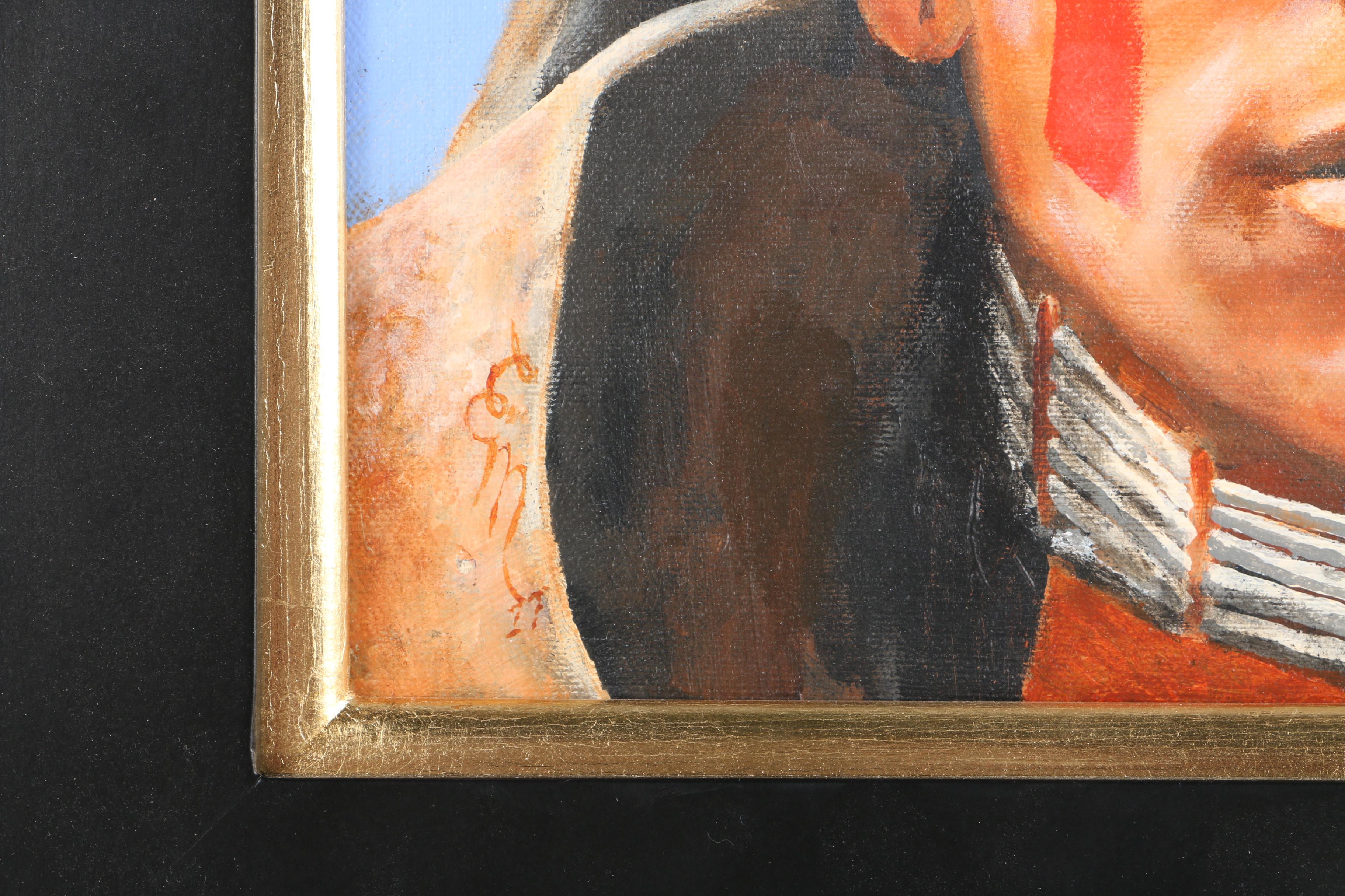 Ed Mitchell Oil Painting on Canvas of Native American Style Figure