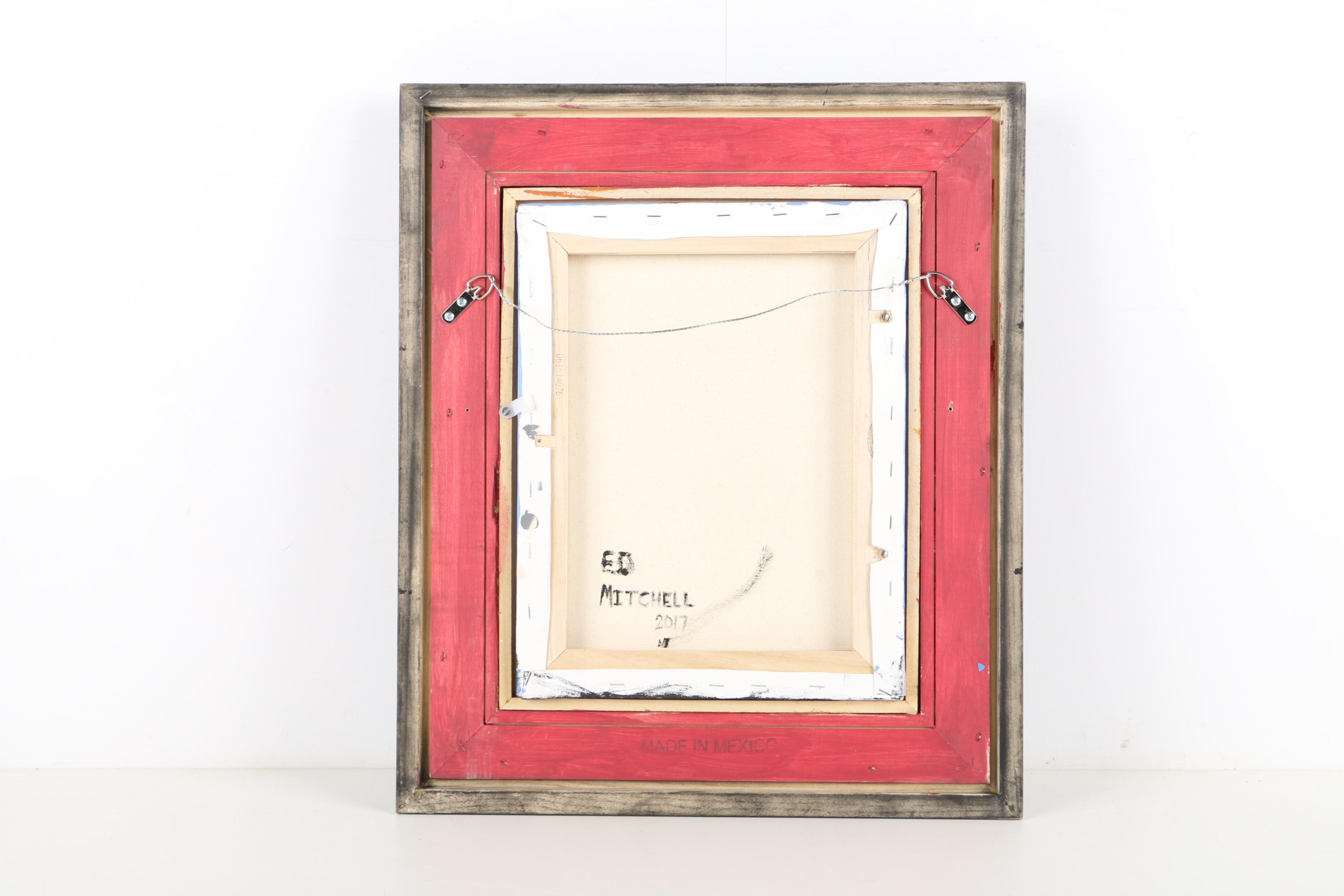 Ed Mitchell Oil Painting on Canvas of Native American Style Figure