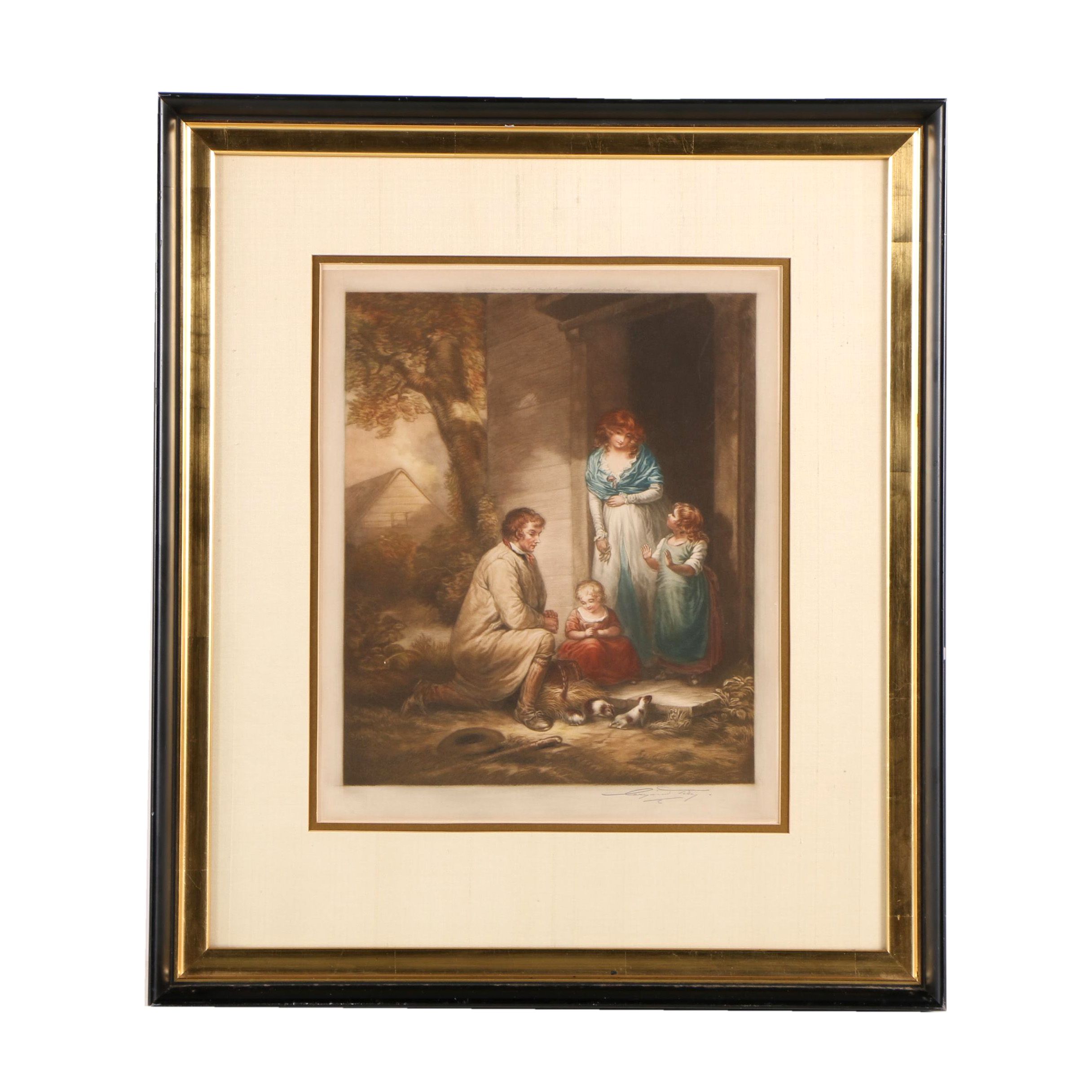 Color Lithograph on Paper After George Morland's "Selling Guinea Pigs"