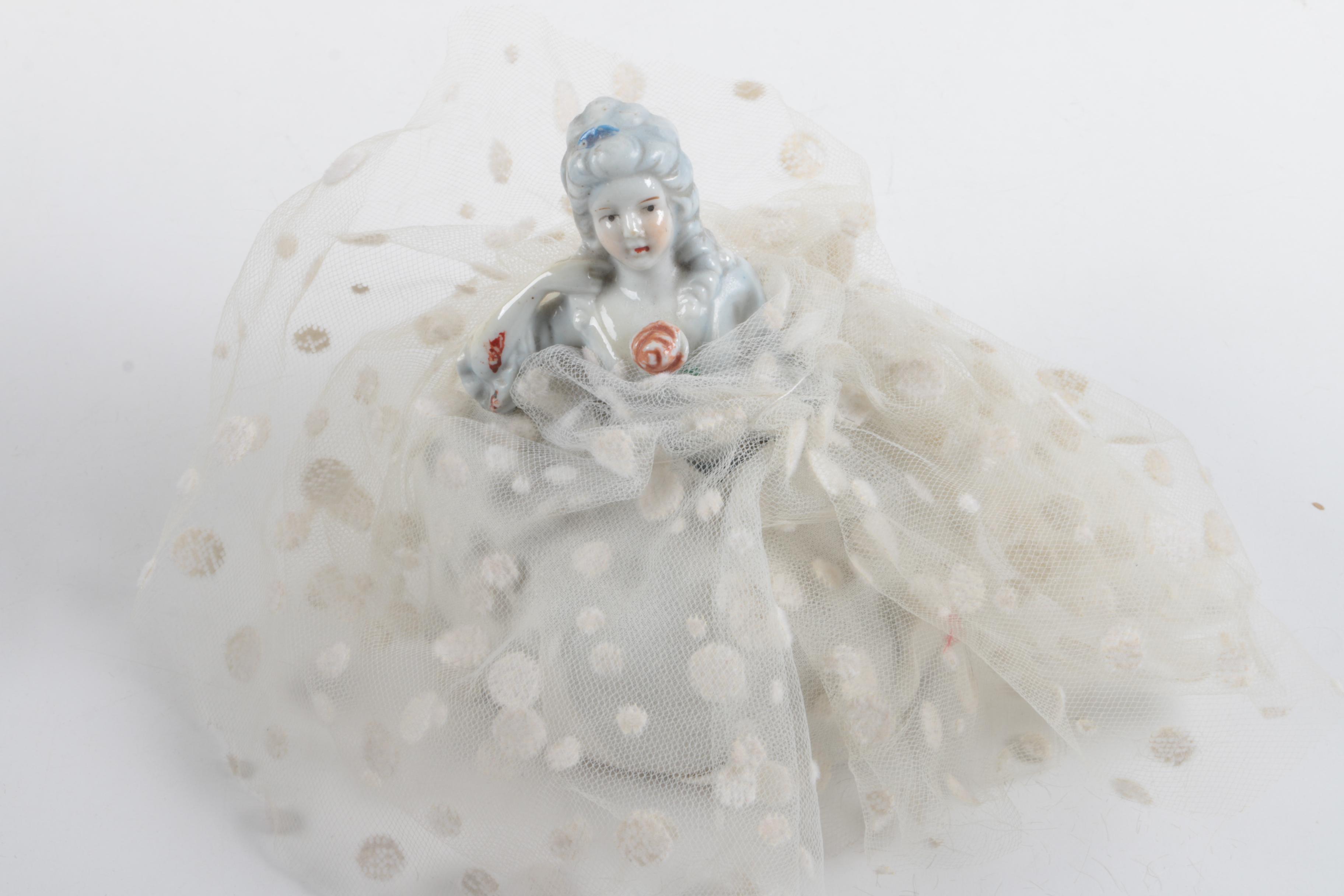 C. 1940s Imperial Composition Baby Doll with Vintage Porcelain Dolls