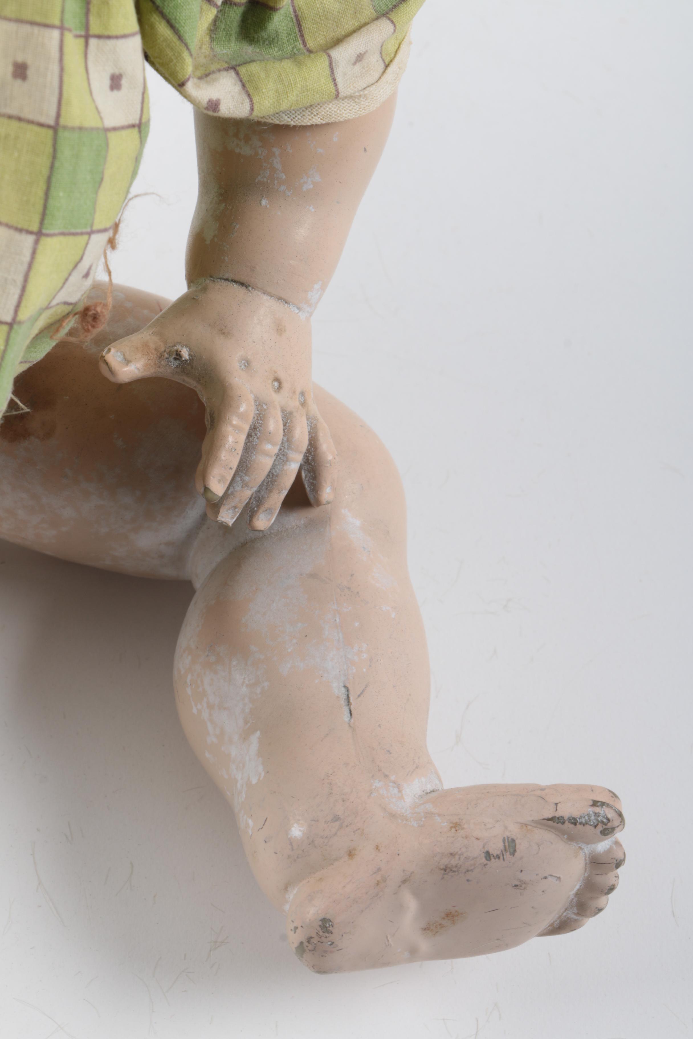 C. 1940s Imperial Composition Baby Doll with Vintage Porcelain Dolls