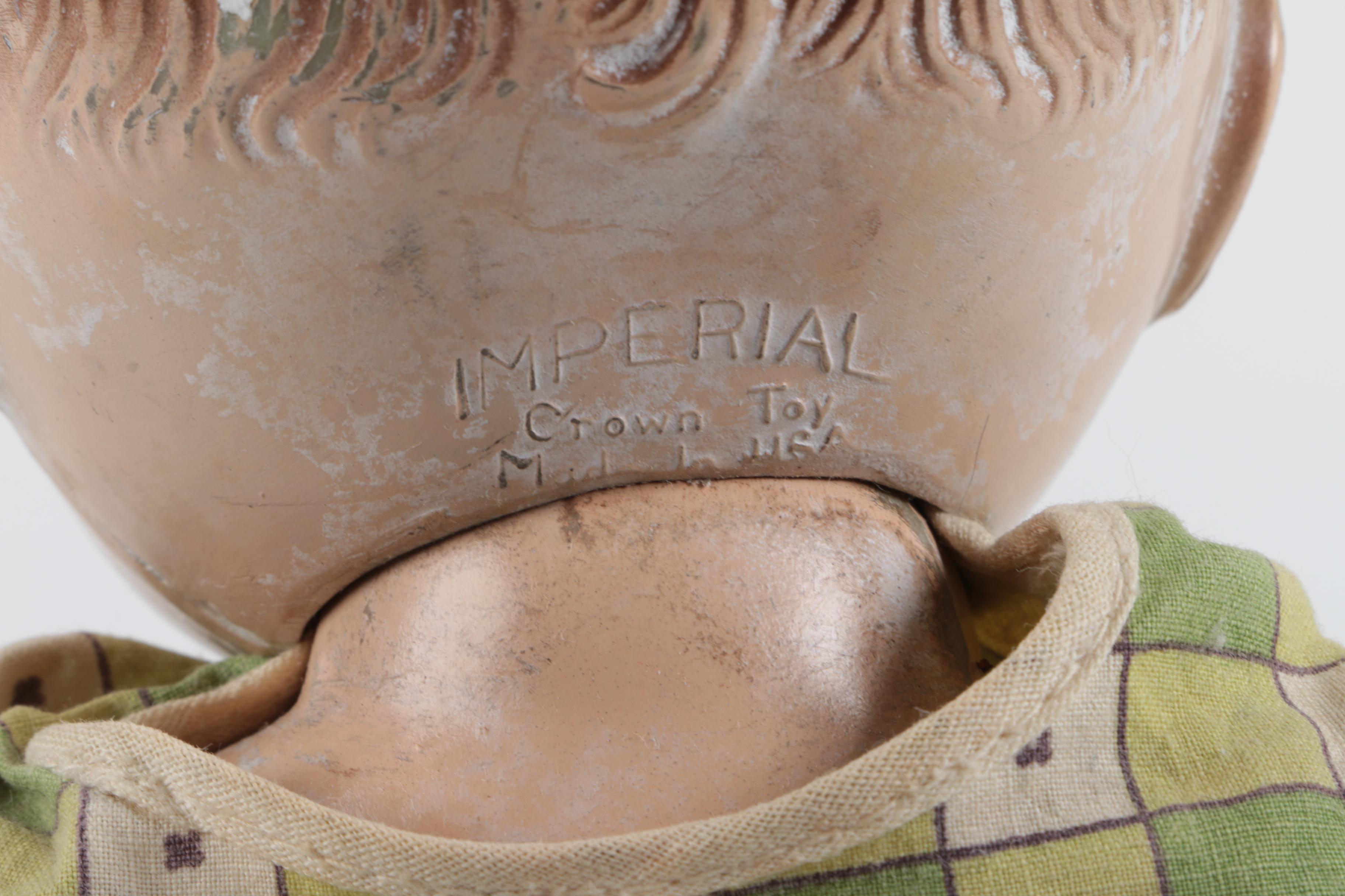 C. 1940s Imperial Composition Baby Doll with Vintage Porcelain Dolls