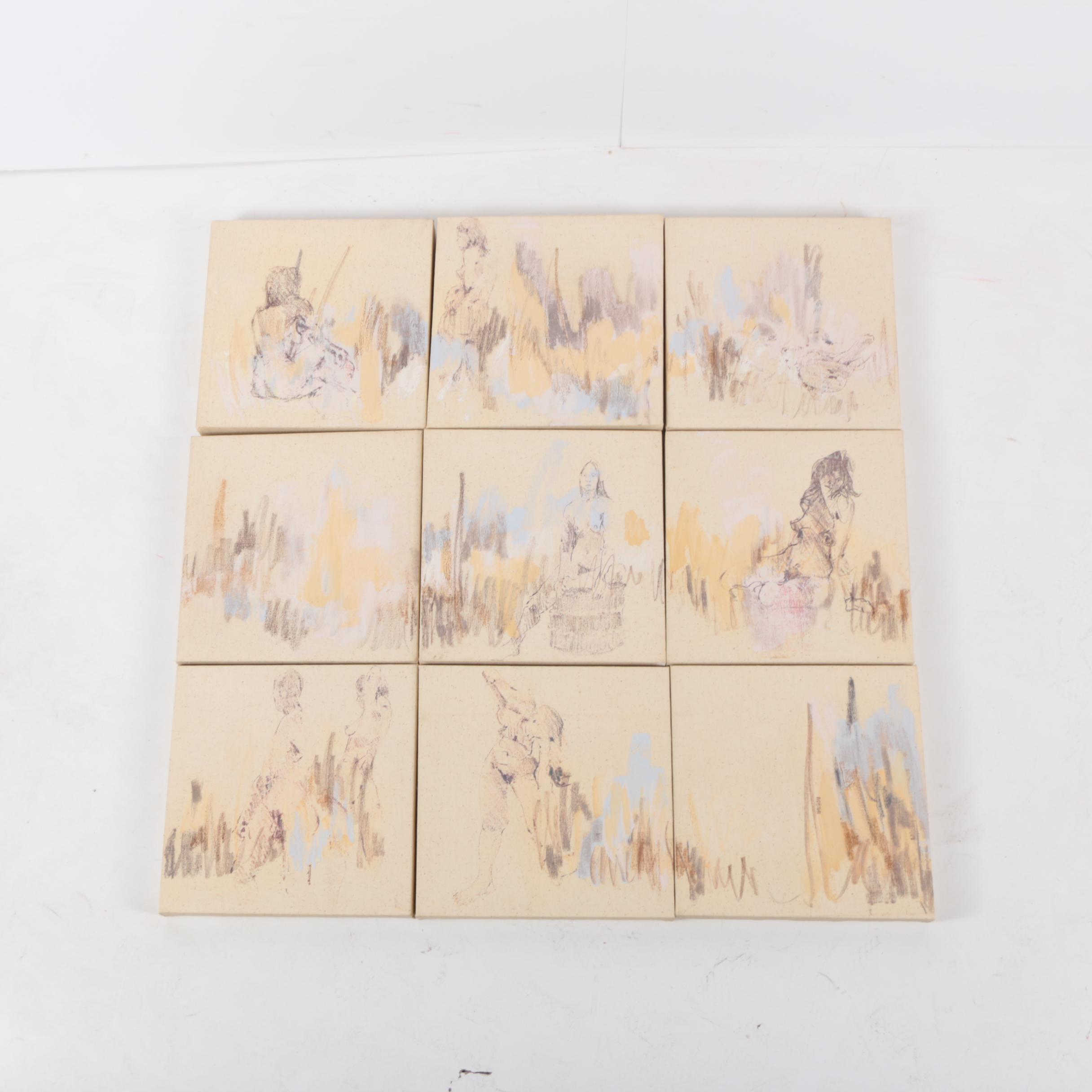 Lee Milmon Nine-Piece Acrylic Painting