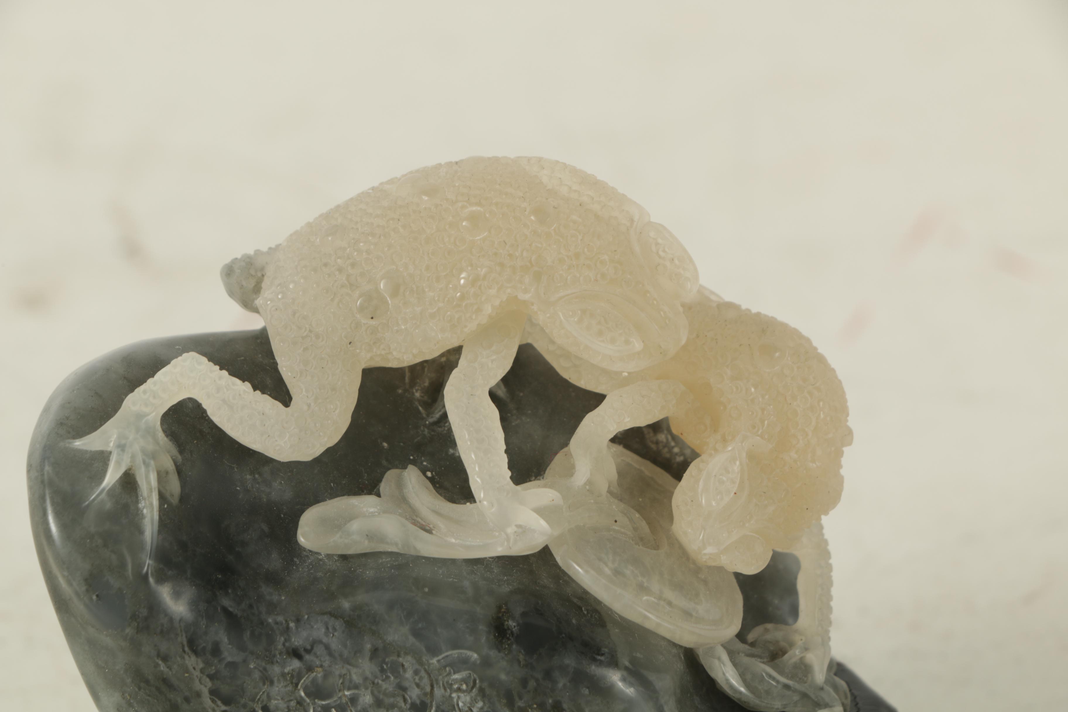 East Asian Style Soapstone and Marble Carving of Frogs