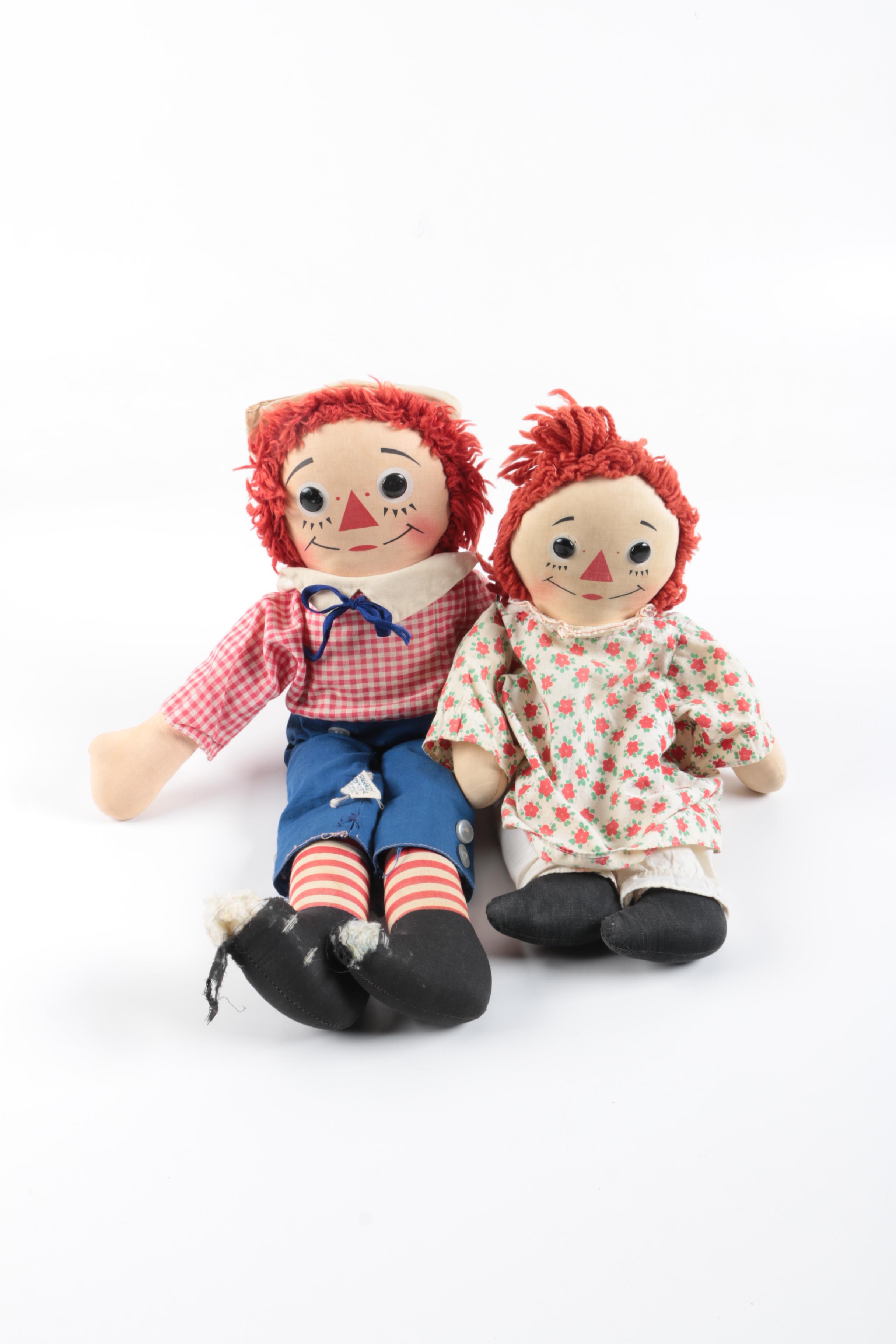 Vintage "Raggedy Ann" and "Andy" Dolls