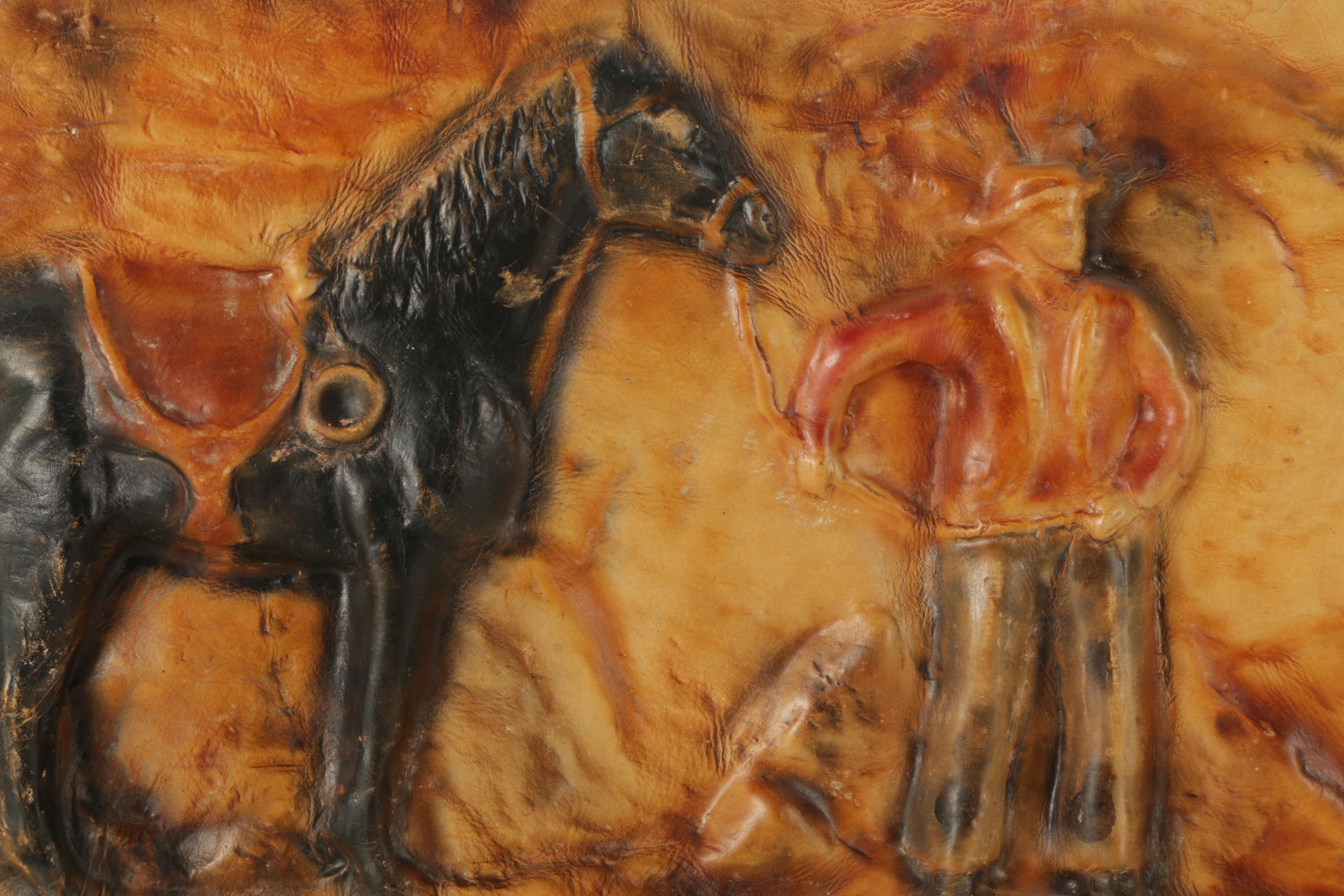 Moulded Leather Plaque of a Western Scene