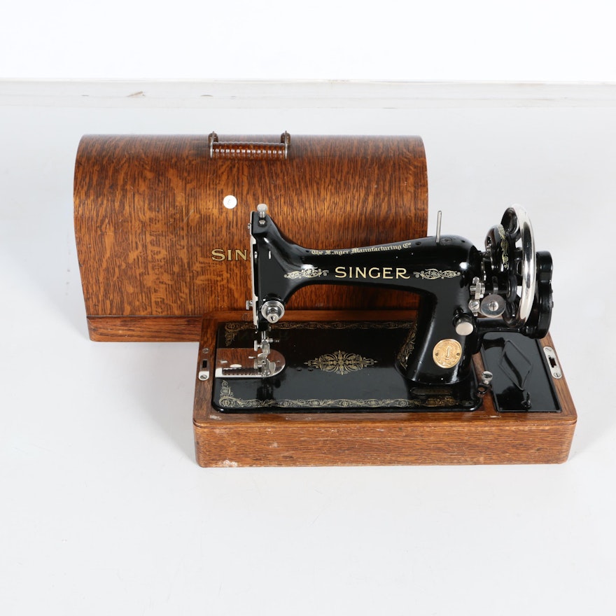 Antique Singer Manual Sewing Machine and Case