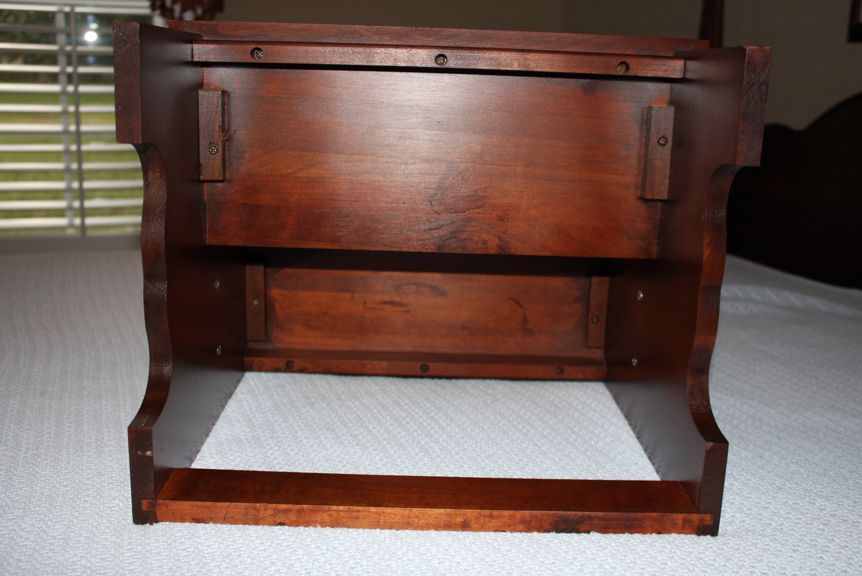 Cherry Four Poster Rice-Carved Bed with Step Stool