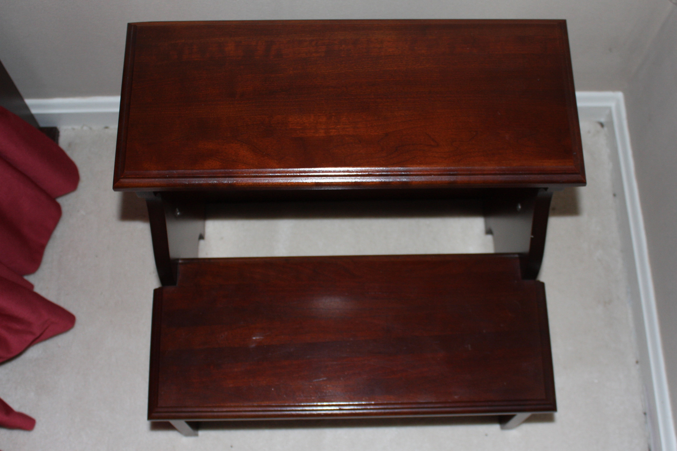 Cherry Four Poster Rice-Carved Bed with Step Stool