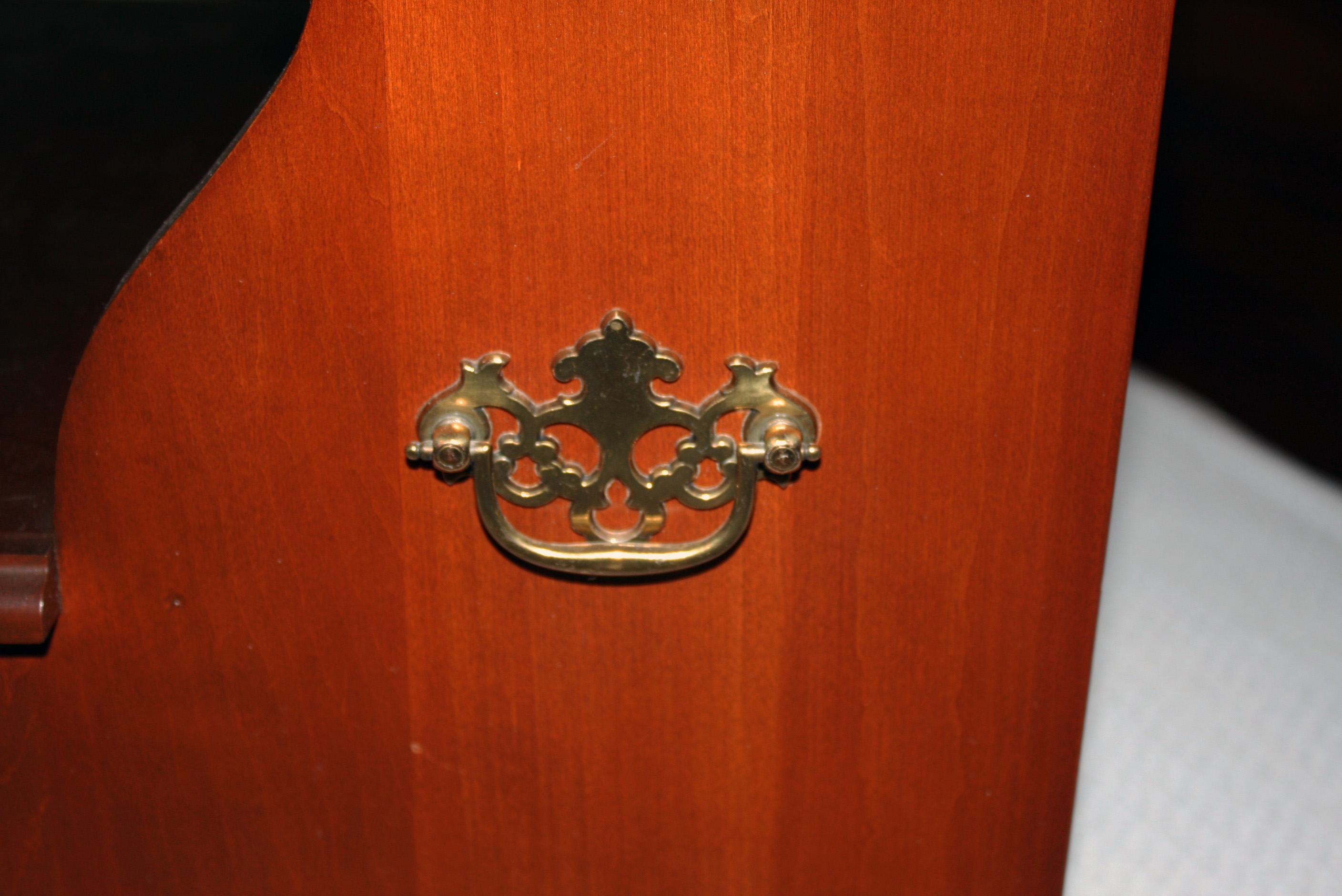 Cherry Four Poster Rice-Carved Bed with Step Stool