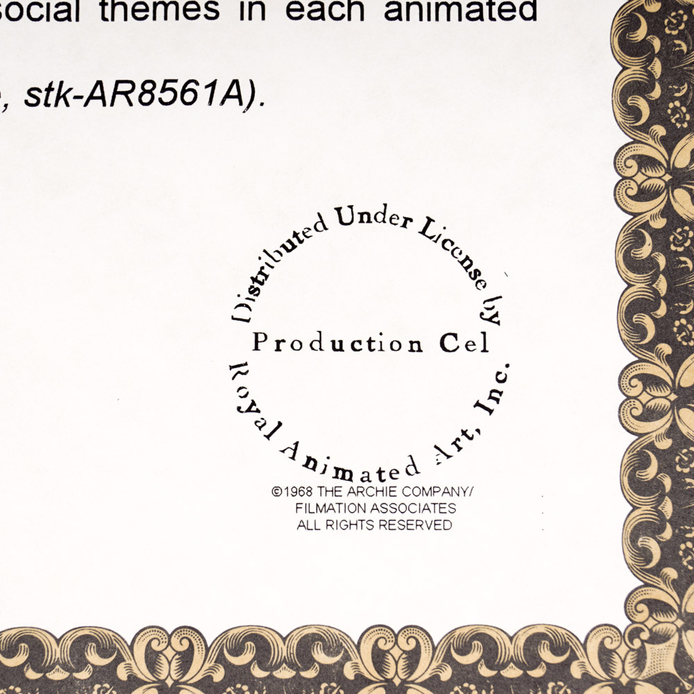 Original Circa 1960s Production Cel from Filmation's "The Archie Show"