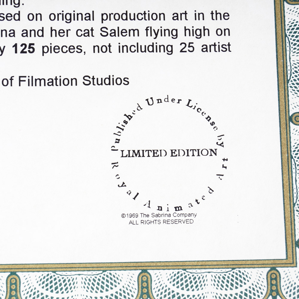 Lou Scheimer/Filmation Limited Edition "Sabrina the Teenage Witch" Animation Cel