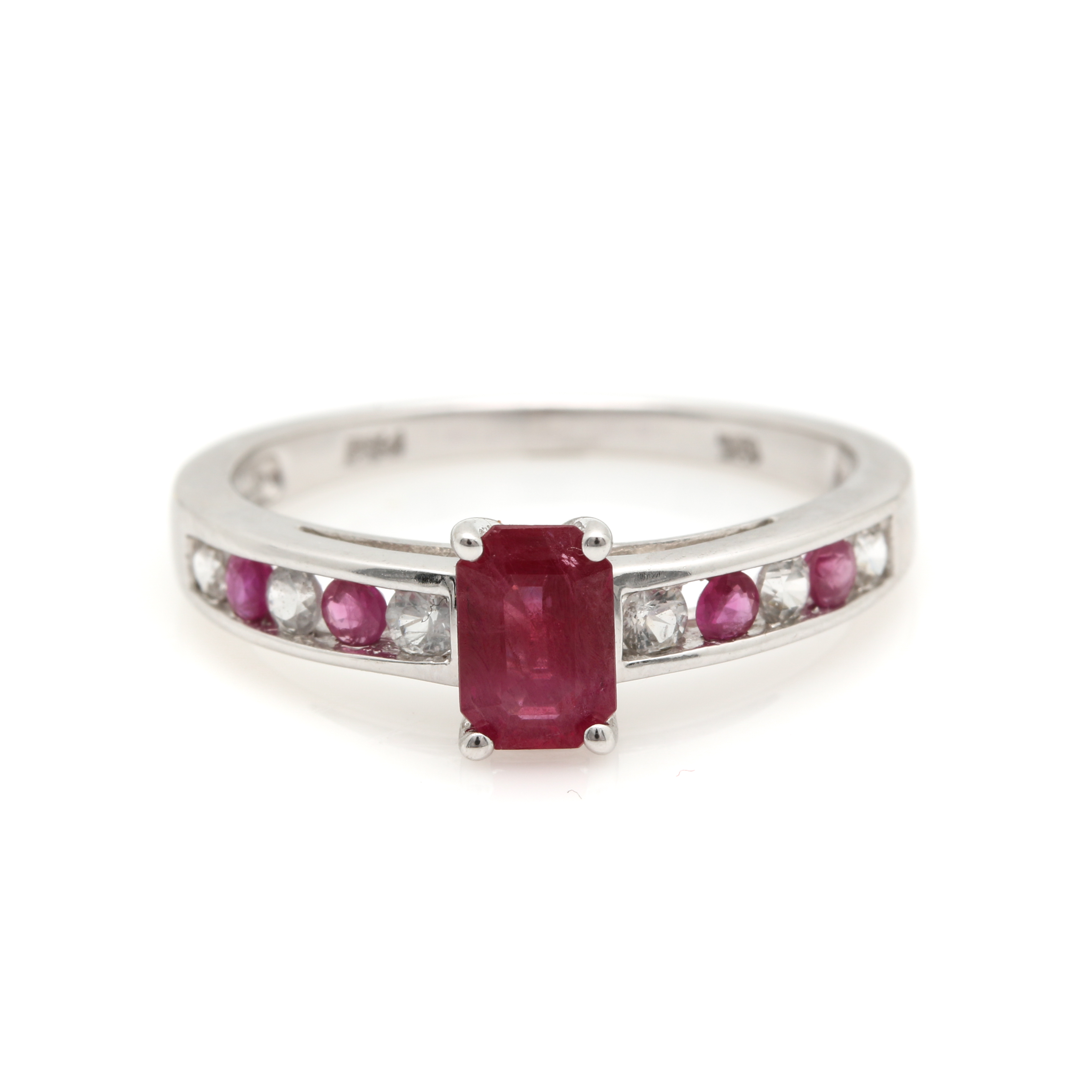 10K White Gold Ruby and White Sapphire Ring