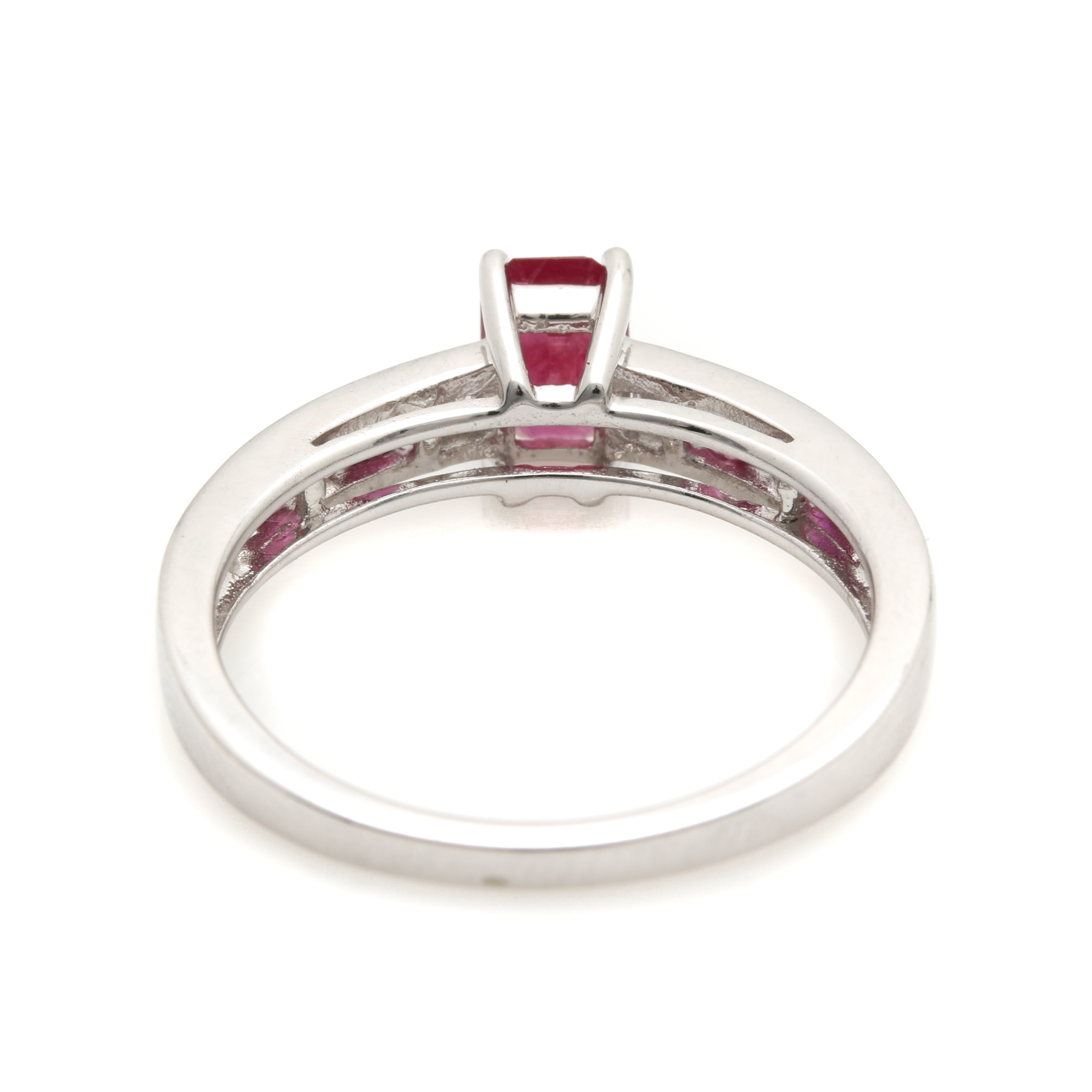 10K White Gold Ruby and White Sapphire Ring