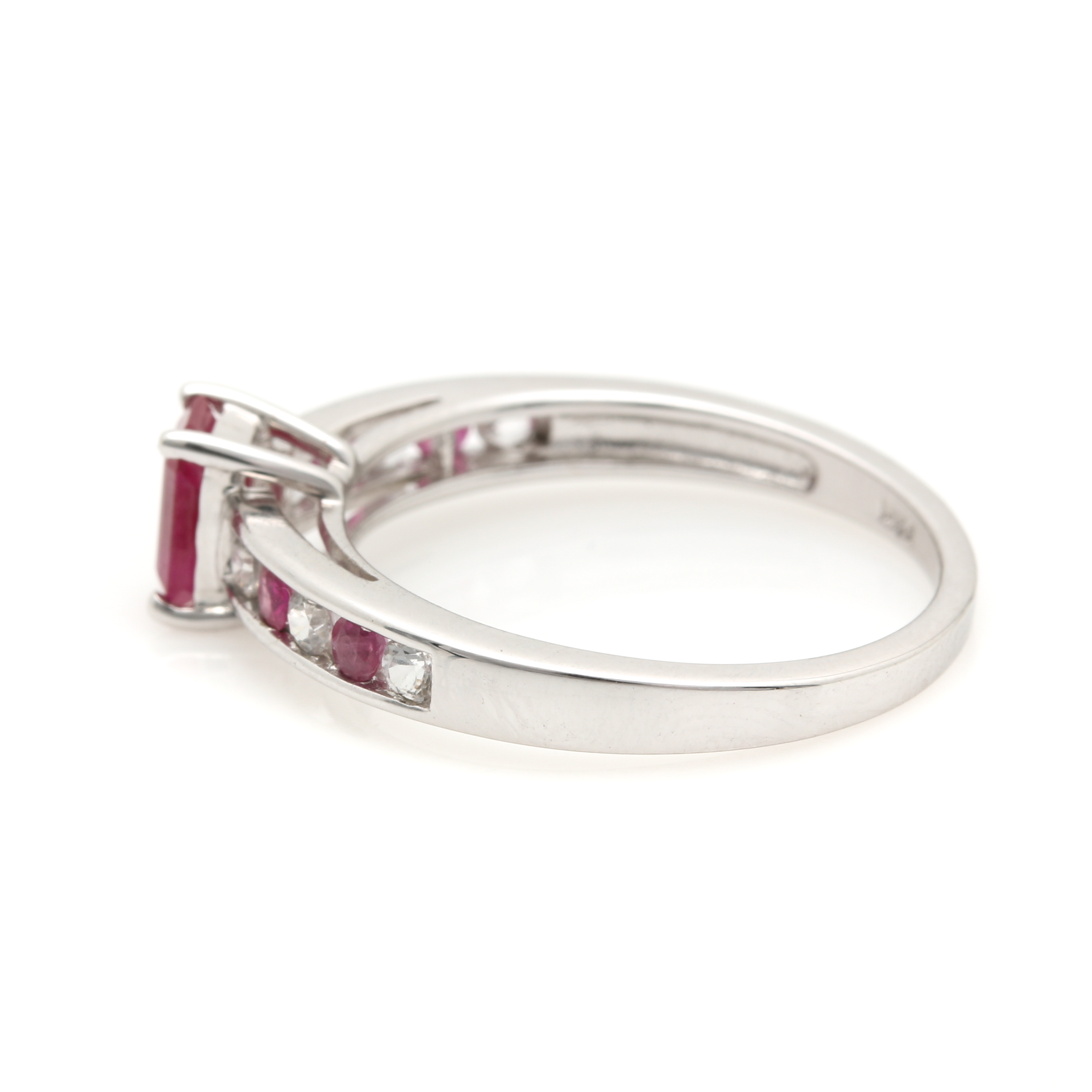 10K White Gold Ruby and White Sapphire Ring