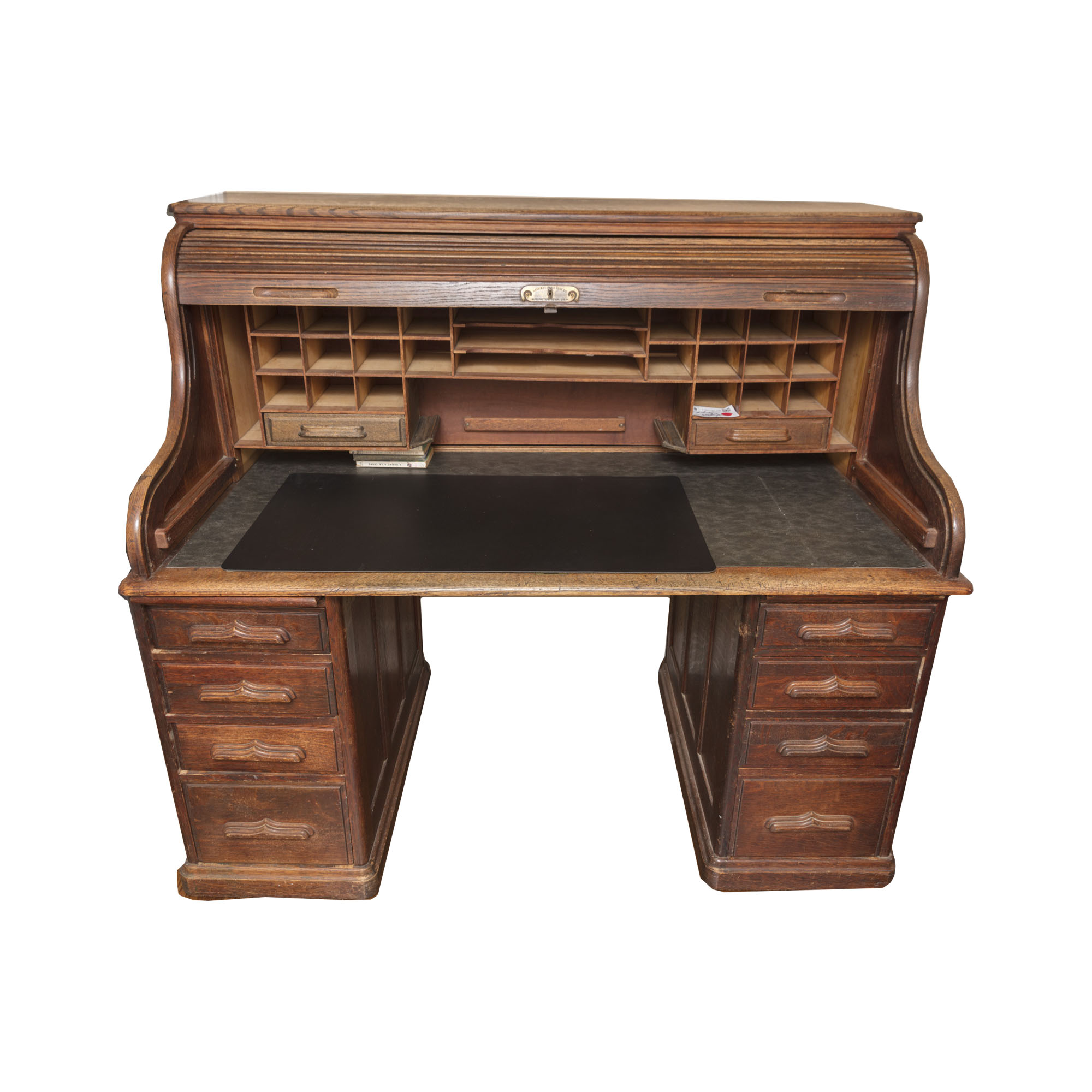 Oak Roll Top Double Pedestal Desk by Rand & Leopold Desk Company