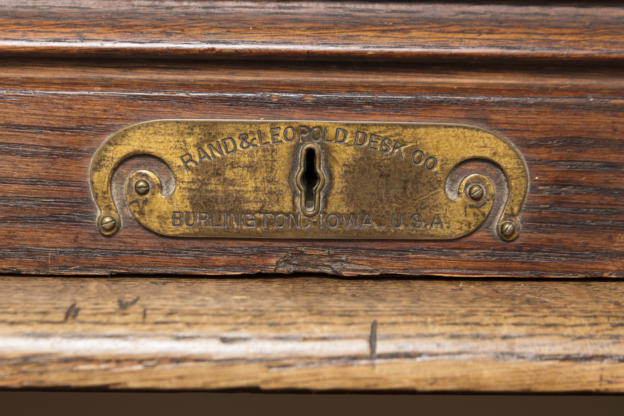 Oak Roll Top Double Pedestal Desk by Rand & Leopold Desk Company