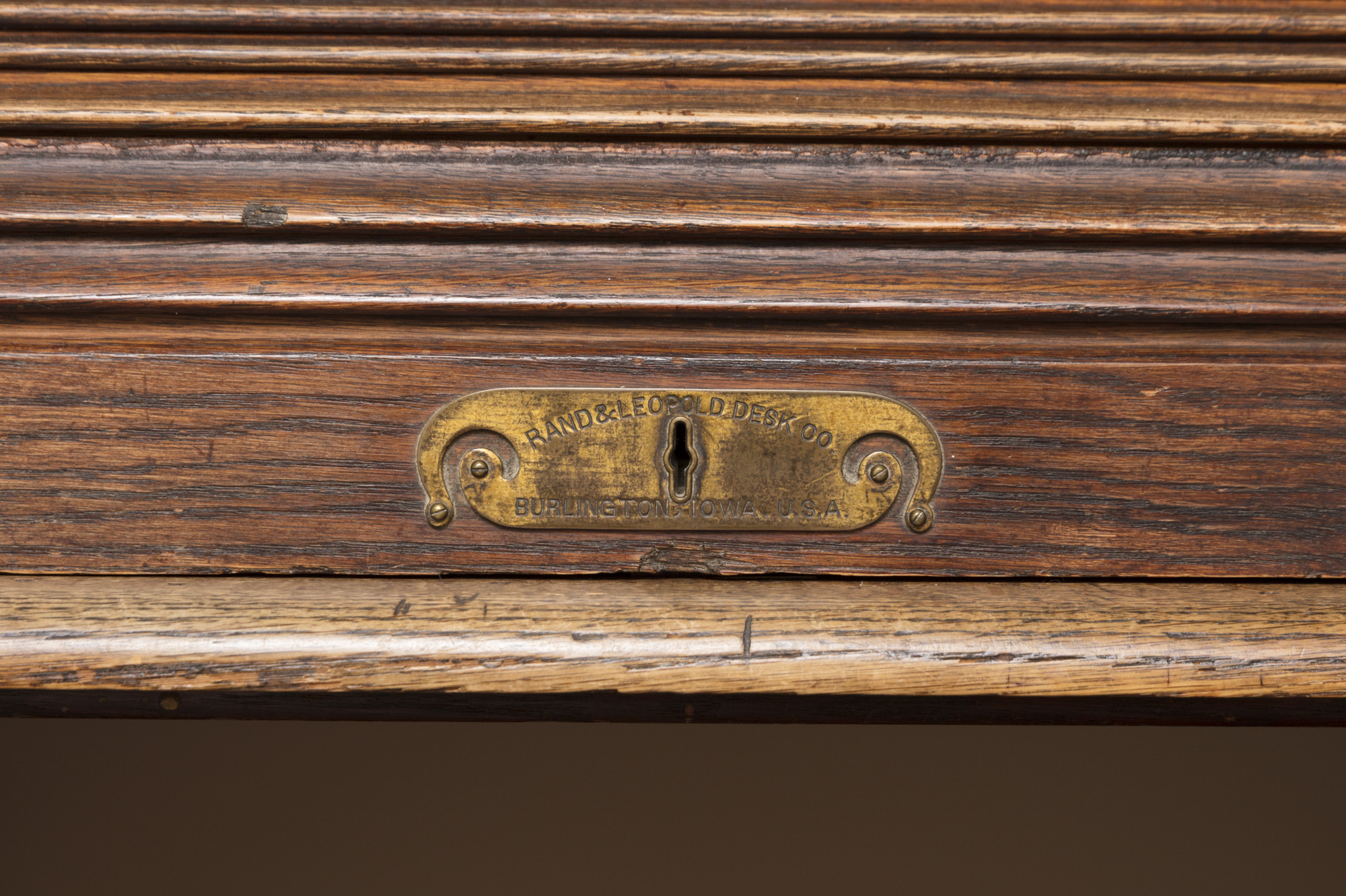 Oak Roll Top Double Pedestal Desk by Rand & Leopold Desk Company