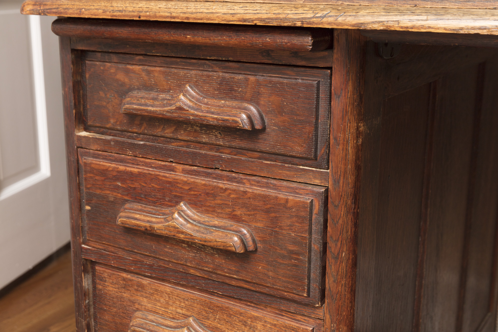 Oak Roll Top Double Pedestal Desk by Rand & Leopold Desk Company