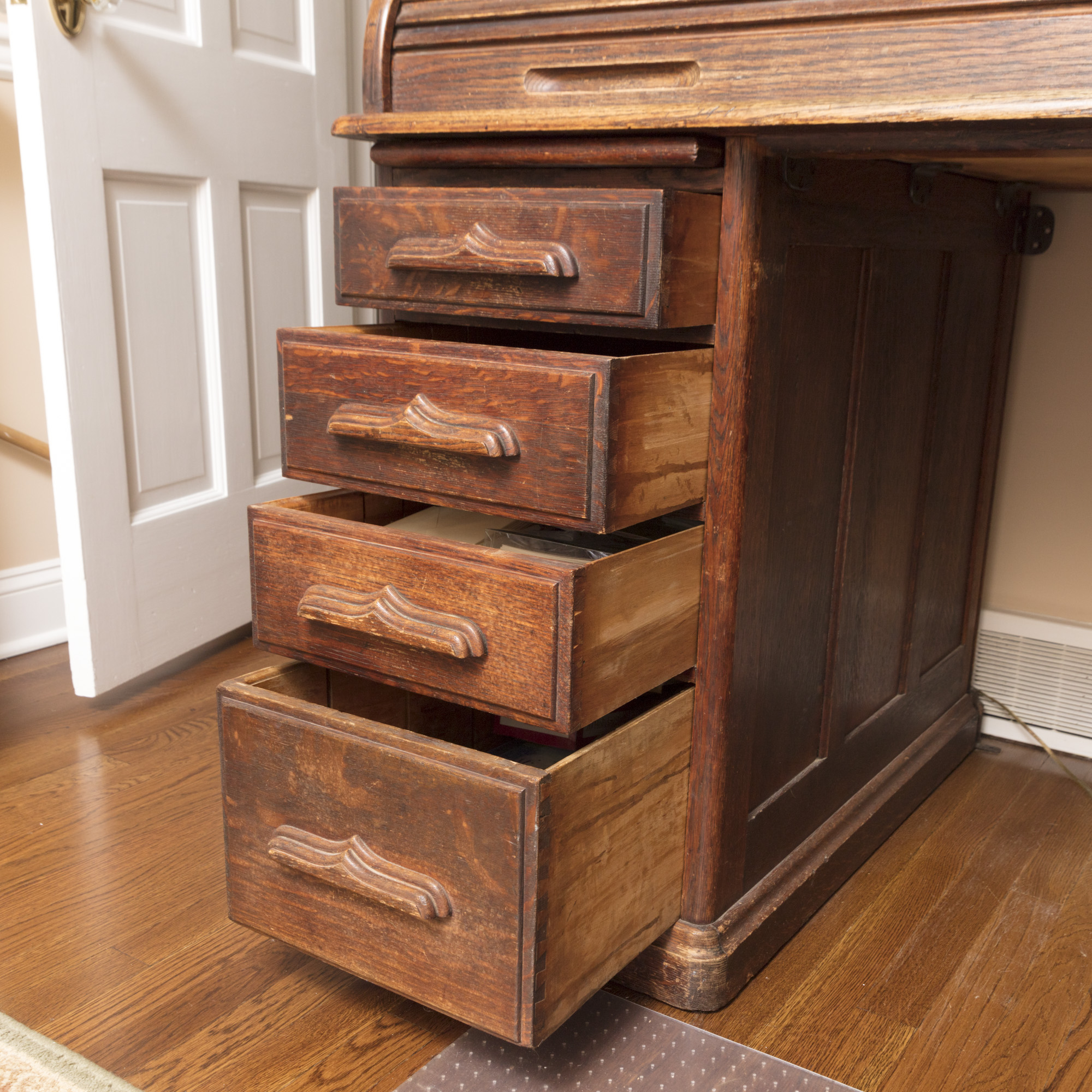 Oak Roll Top Double Pedestal Desk by Rand & Leopold Desk Company
