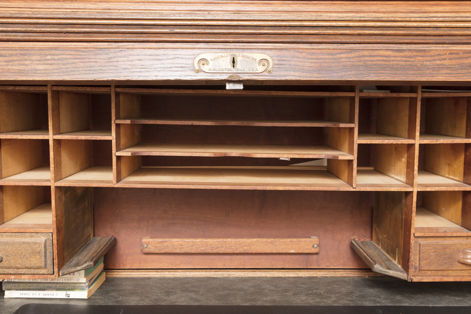 Oak Roll Top Double Pedestal Desk by Rand & Leopold Desk Company