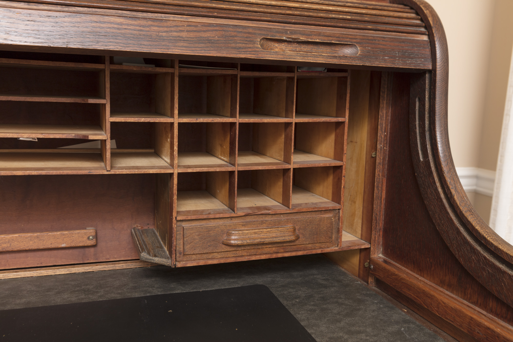 Oak Roll Top Double Pedestal Desk by Rand & Leopold Desk Company