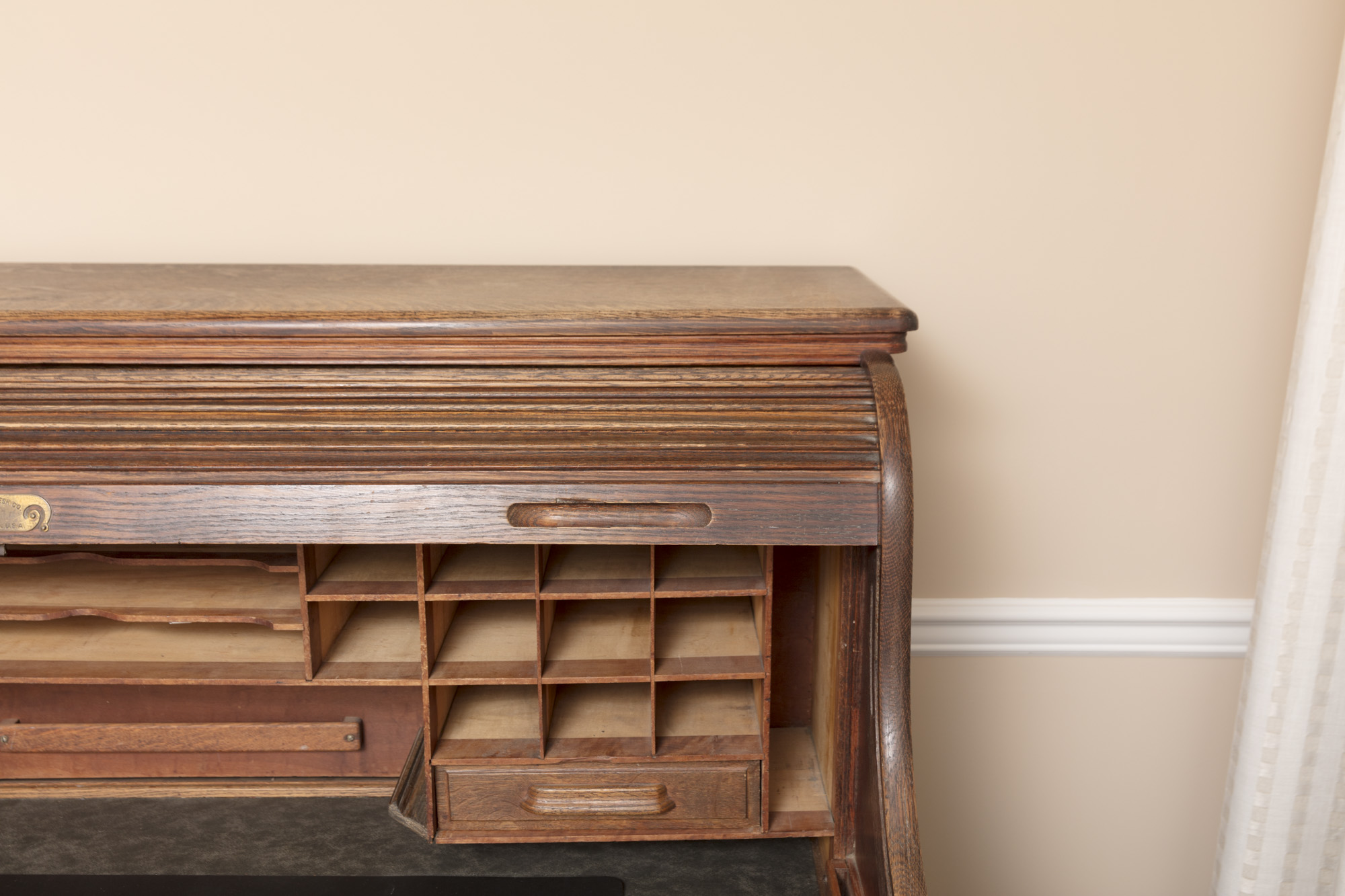 Oak Roll Top Double Pedestal Desk by Rand & Leopold Desk Company