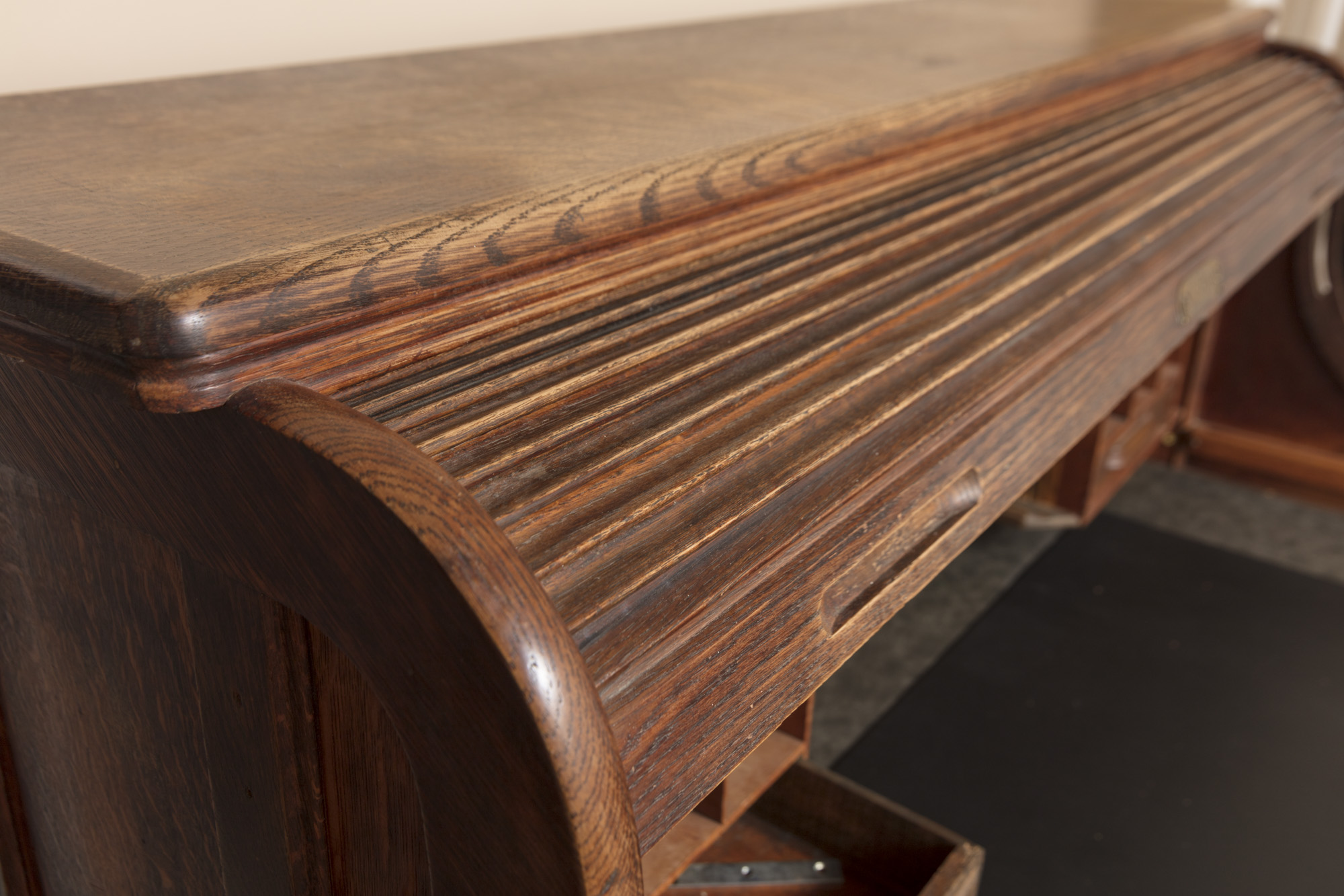 Oak Roll Top Double Pedestal Desk by Rand & Leopold Desk Company