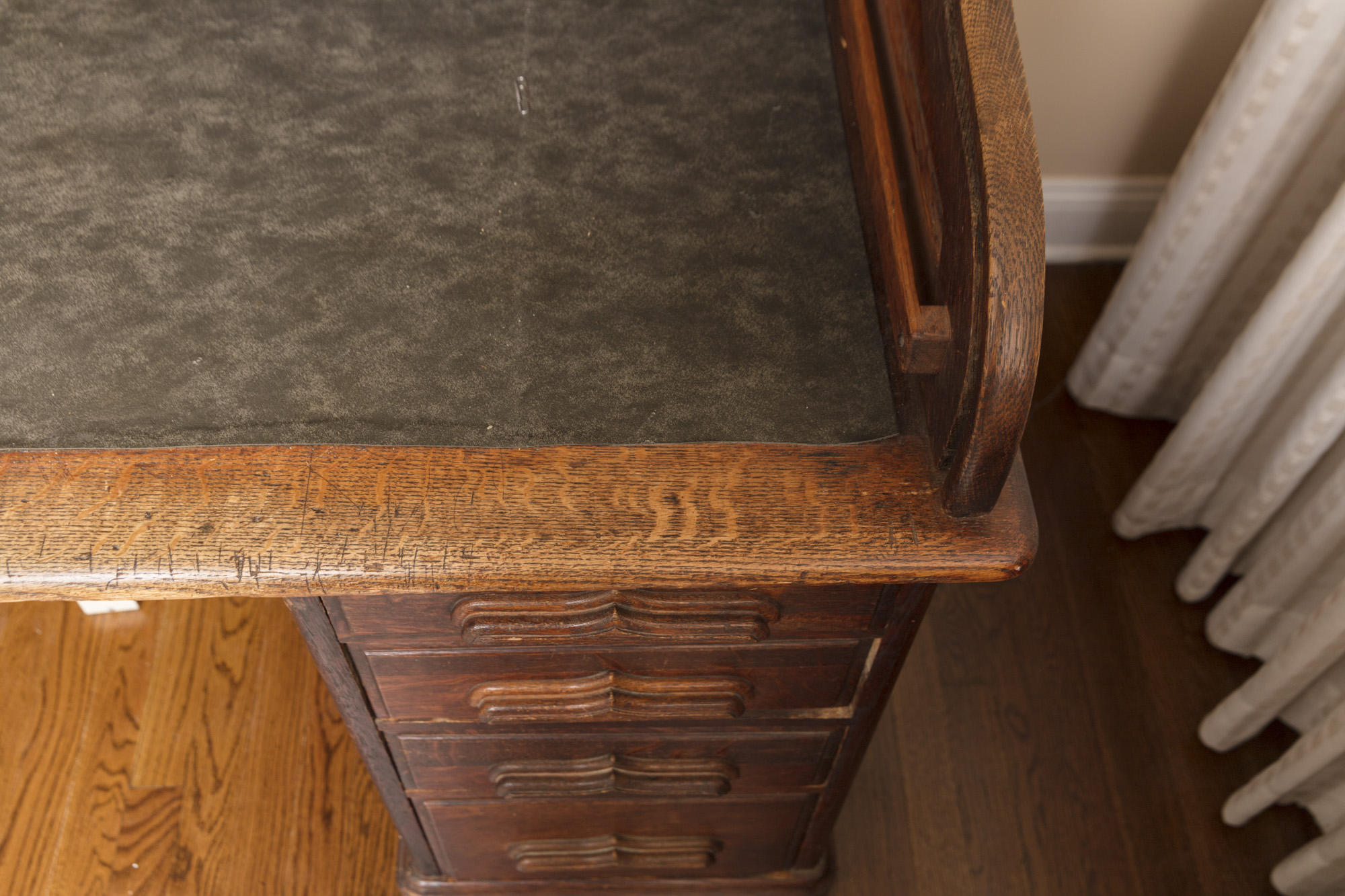 Oak Roll Top Double Pedestal Desk by Rand & Leopold Desk Company