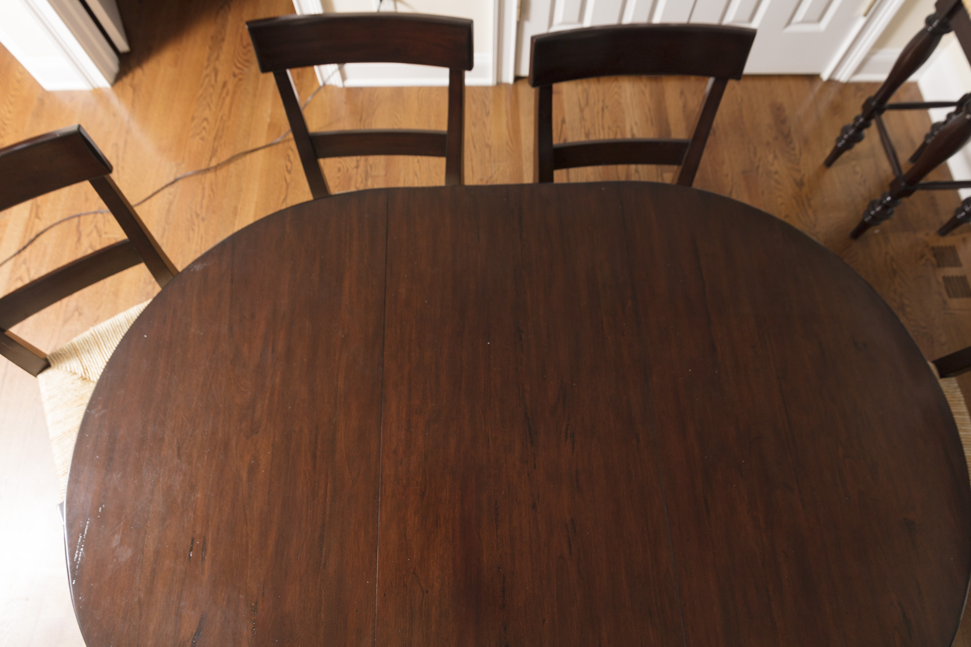 Pottery Barn "Montego" Mahogany Dining Table with Rush Seat Chairs and Stools