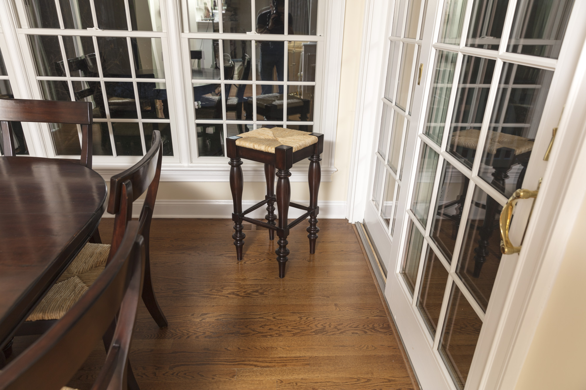 Pottery Barn "Montego" Mahogany Dining Table with Rush Seat Chairs and Stools