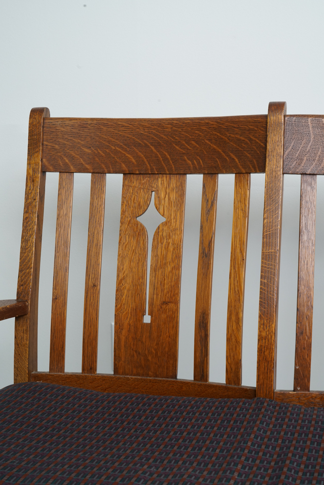 Vintage Arts and Crafts Style Oak Bench