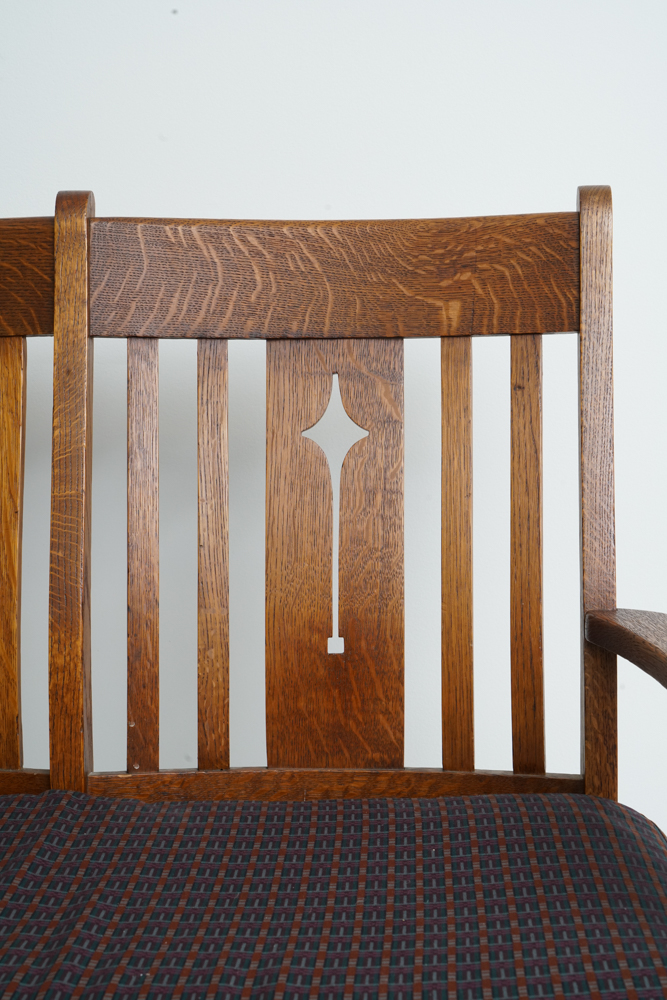 Vintage Arts and Crafts Style Oak Bench