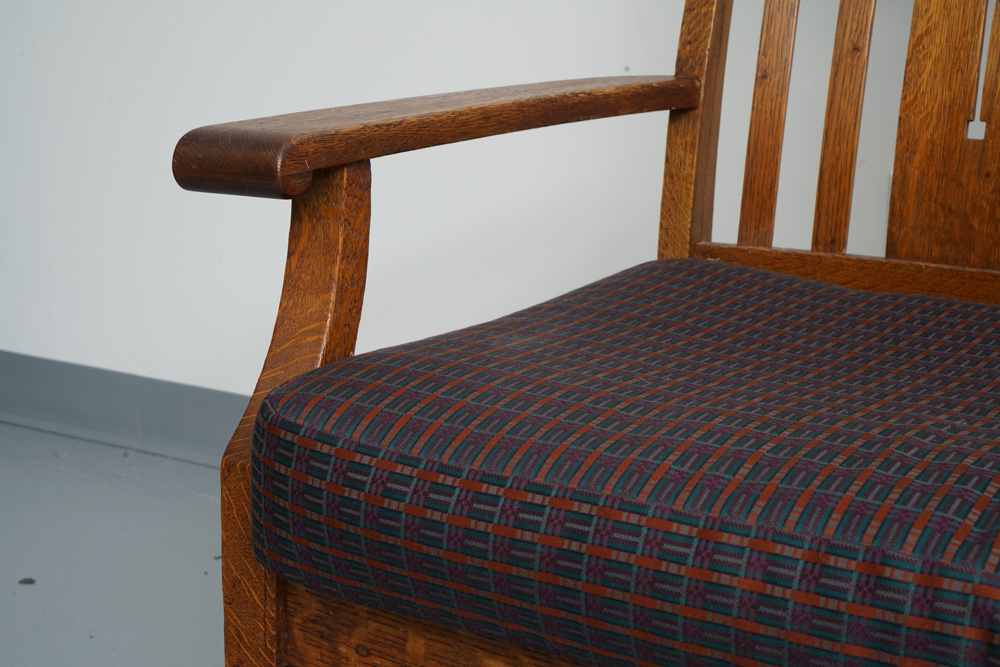 Vintage Arts and Crafts Style Oak Bench