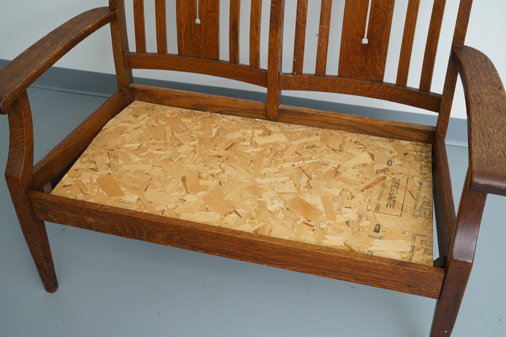 Vintage Arts and Crafts Style Oak Bench